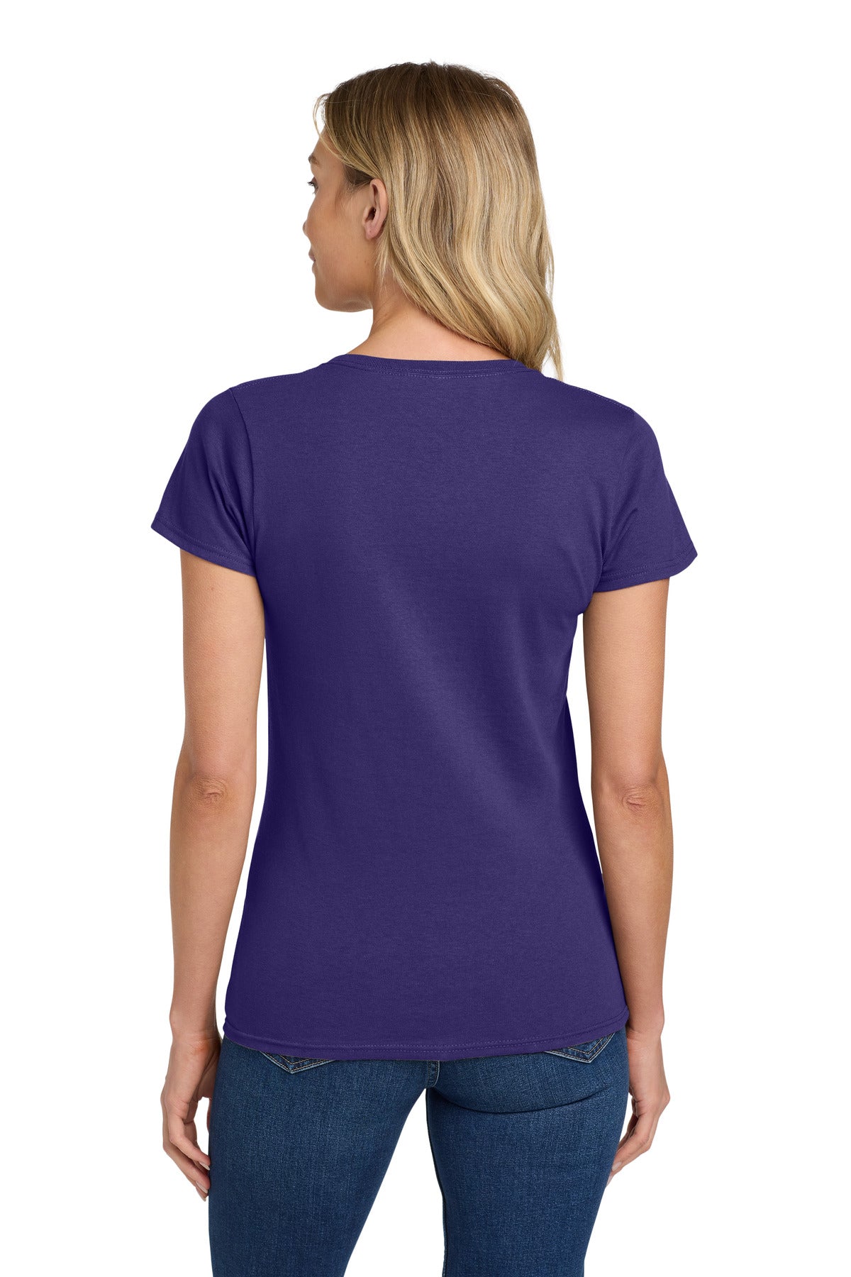 Gildan Women's Heavy Cotton 100% Cotton T-Shirt. 5000L - Purple - back