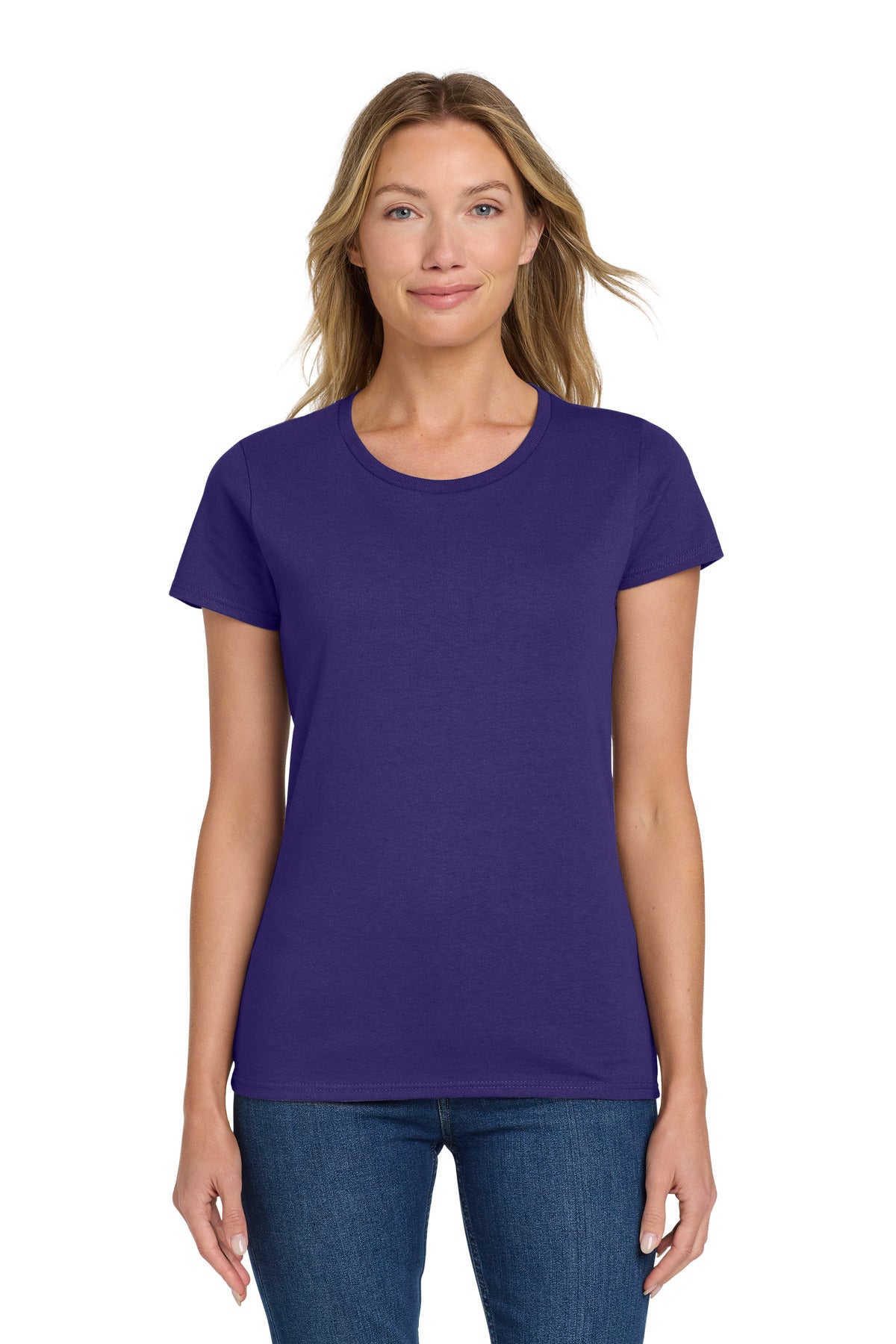 Gildan Women's Heavy Cotton 100% Cotton T-Shirt. 5000L - Purple - front