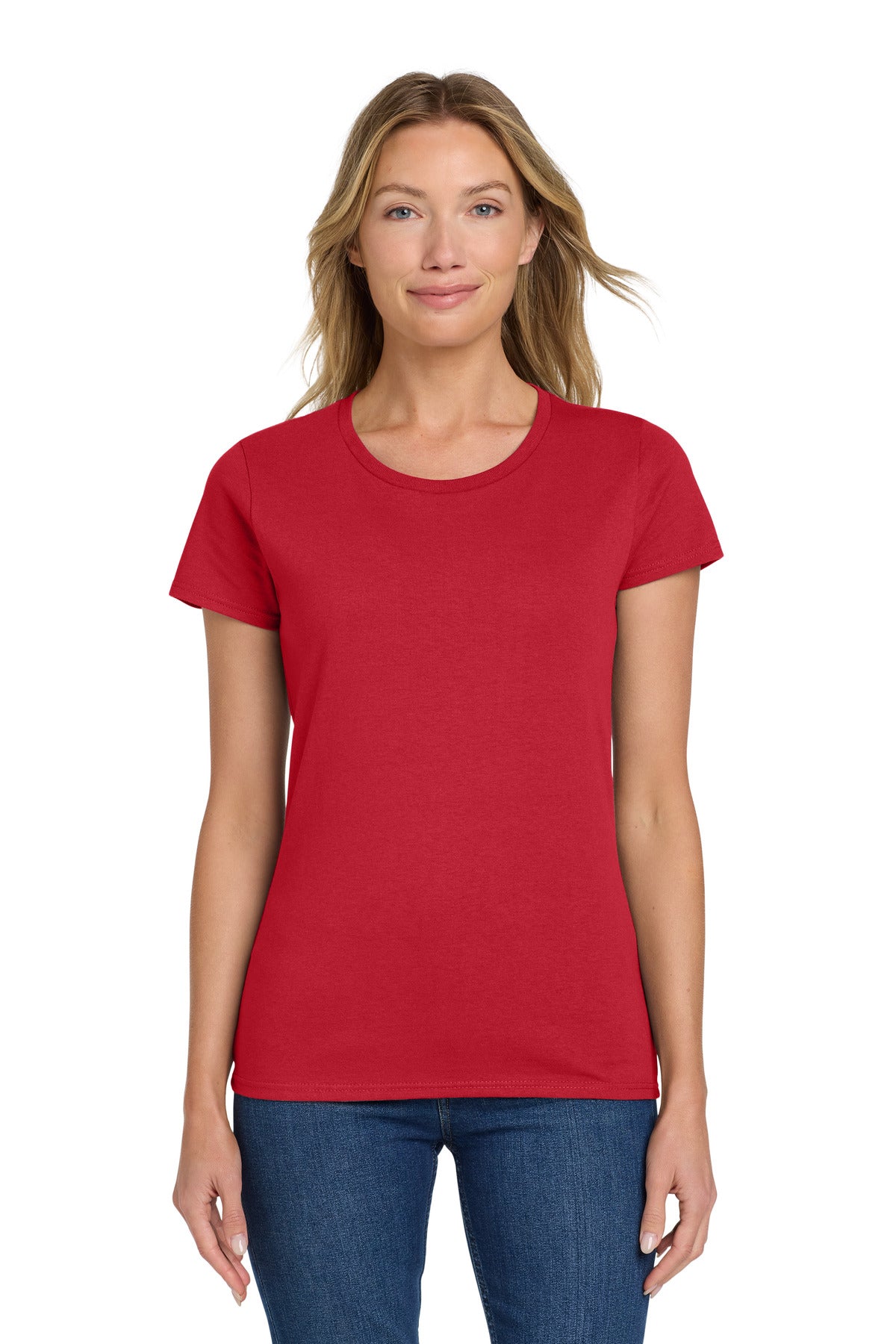 Gildan Women's Heavy Cotton 100% Cotton T-Shirt. 5000L - Red - front