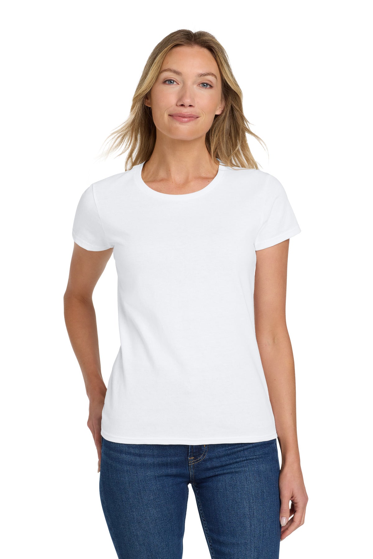 Gildan Women's Heavy Cotton 100% Cotton T-Shirt. 5000L - White - front