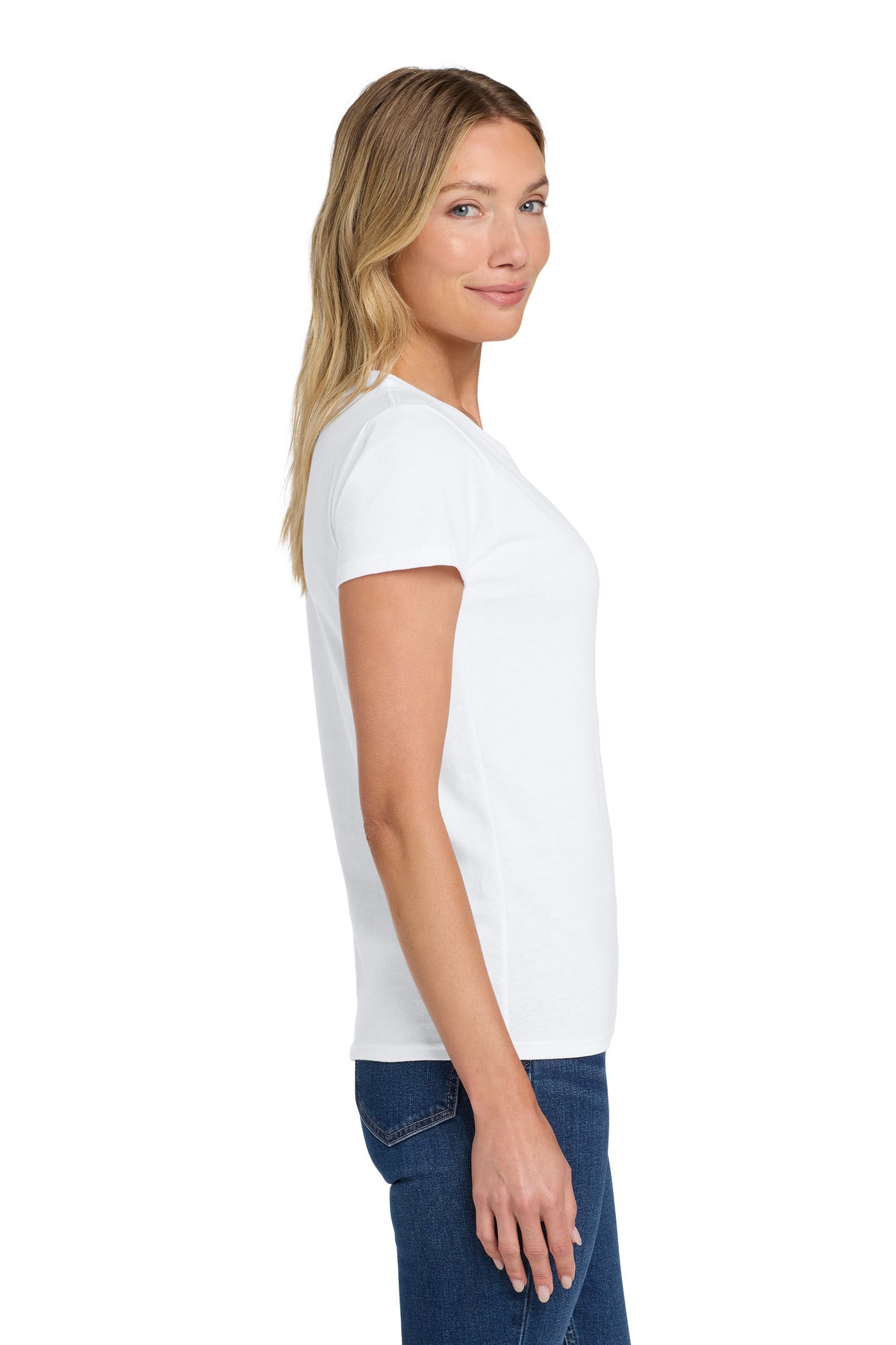 Gildan Women's Heavy Cotton 100% Cotton T-Shirt. 5000L - White - side