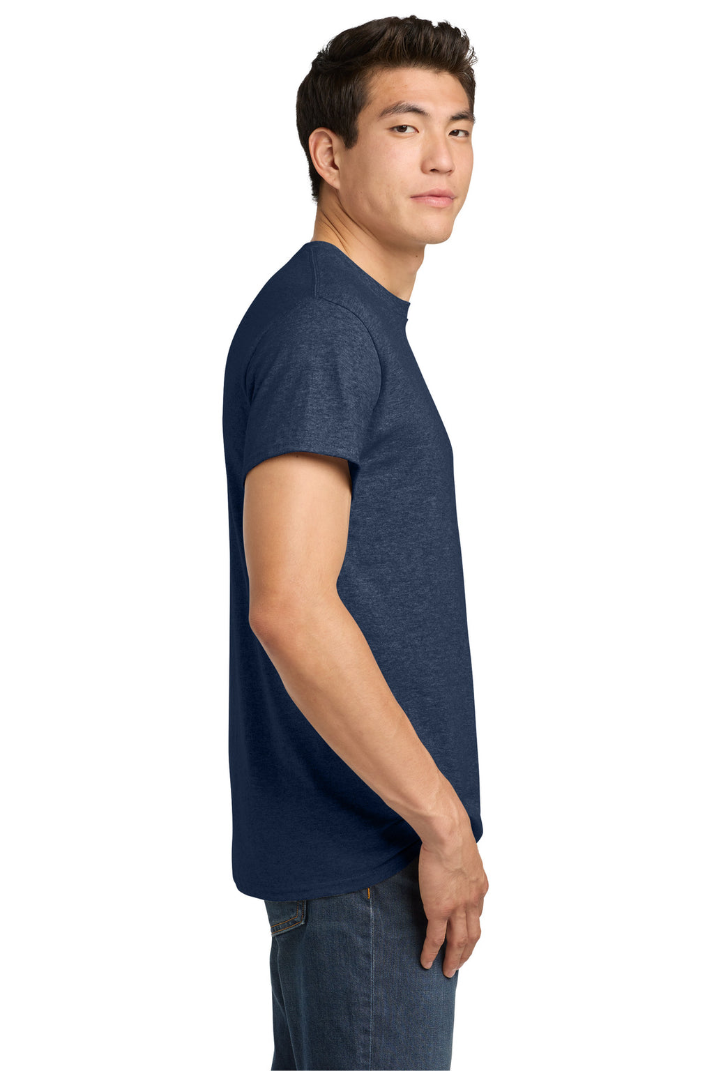 Gildan - Heavy Cotton 100% Cotton T-Shirt. 5000 - Heather Navy - side