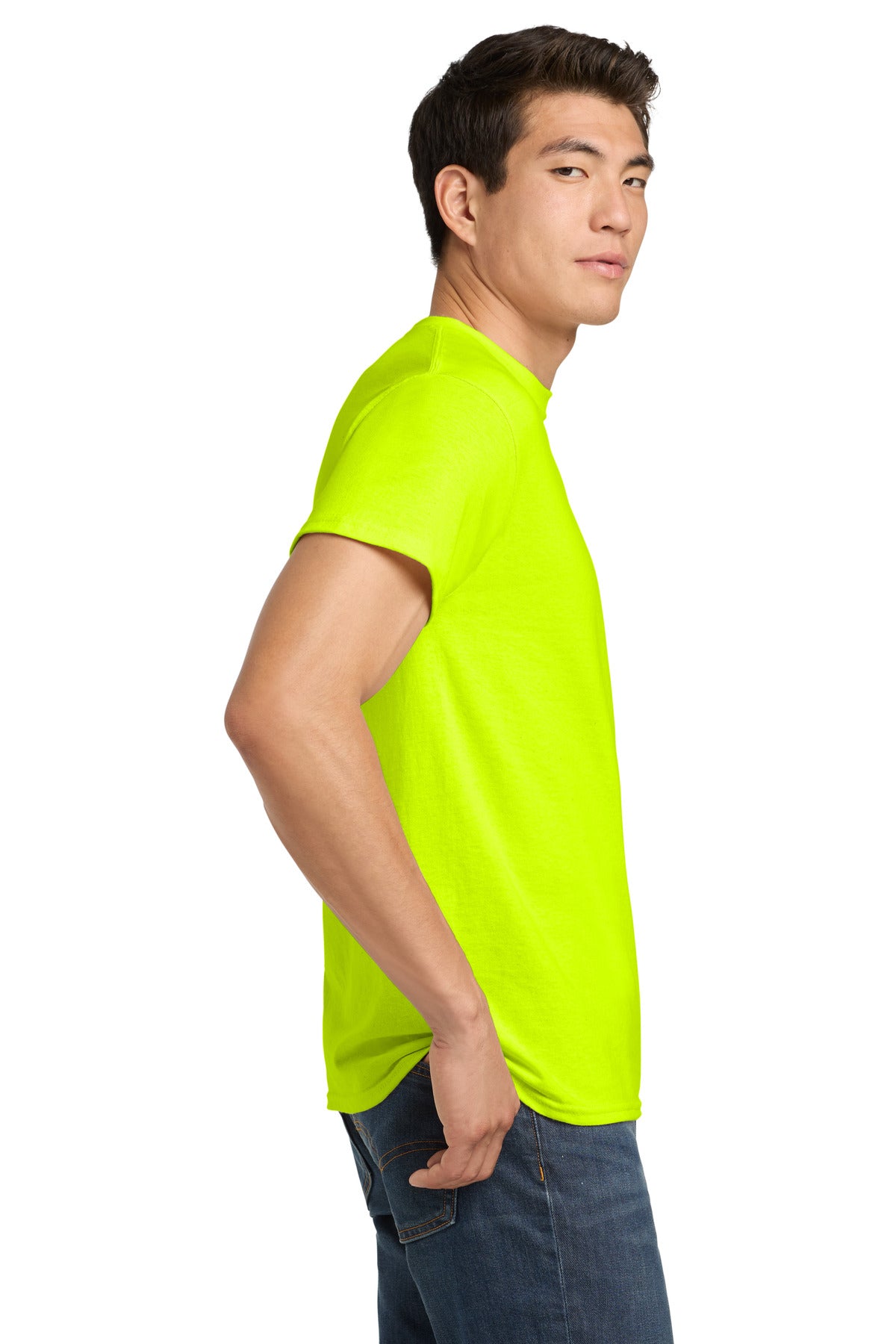 Gildan - Heavy Cotton 100% Cotton T-Shirt. 5000 - Safety Green - side