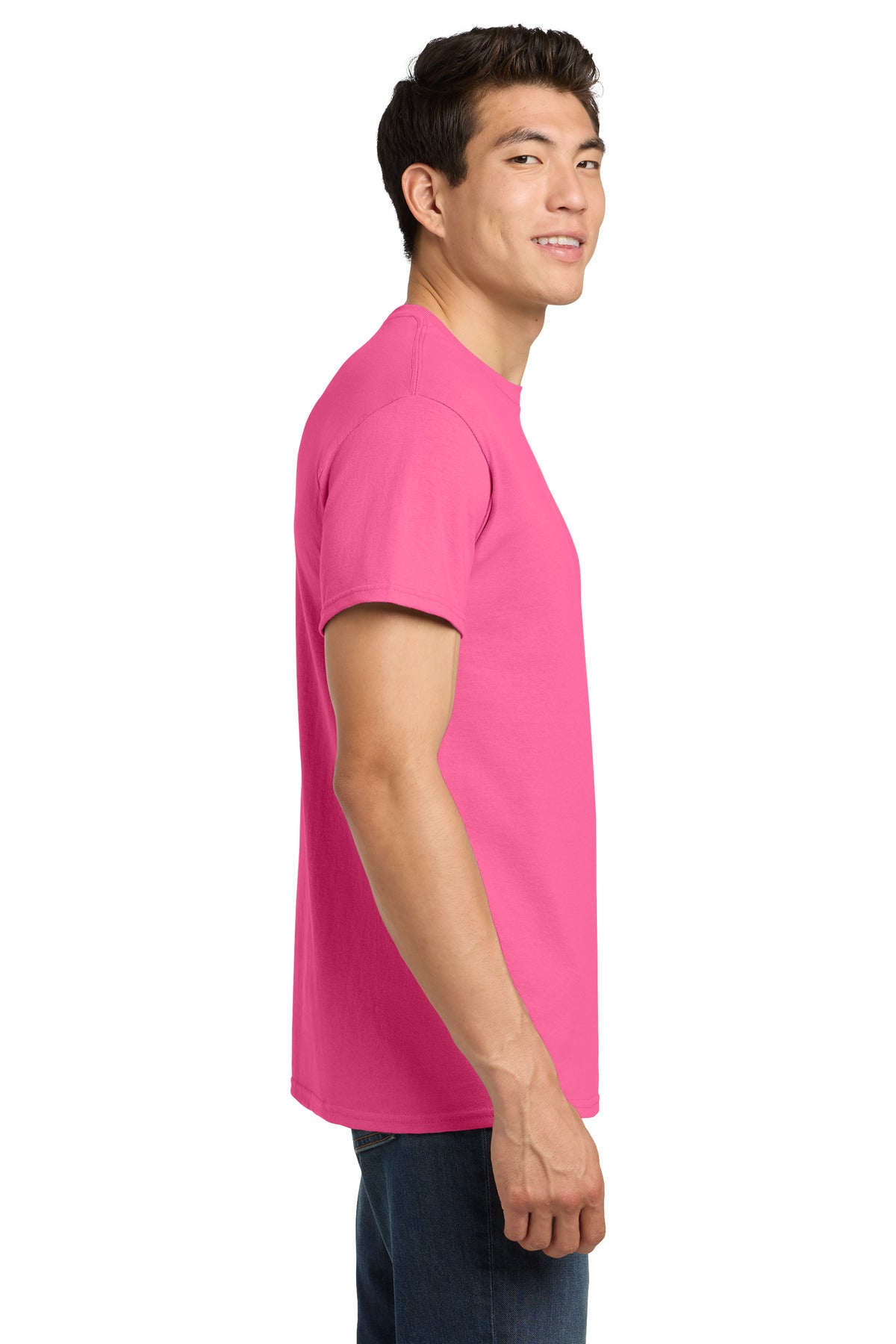 Gildan - Heavy Cotton 100% Cotton T-Shirt. 5000 - Safety Pink - side