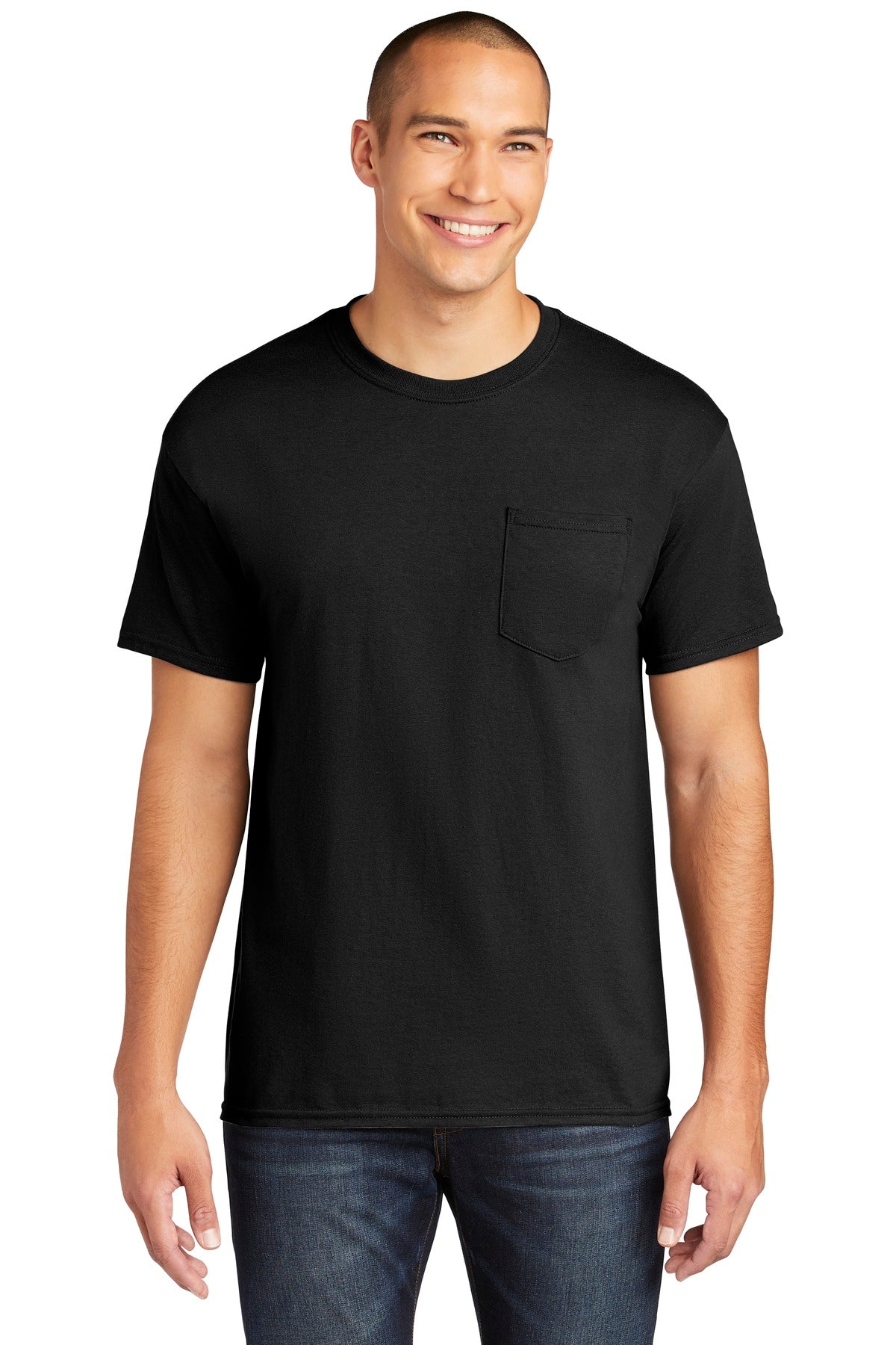 Gildan Heavy Cotton 100% Cotton Pocket T-Shirt. 5300 - Black - front