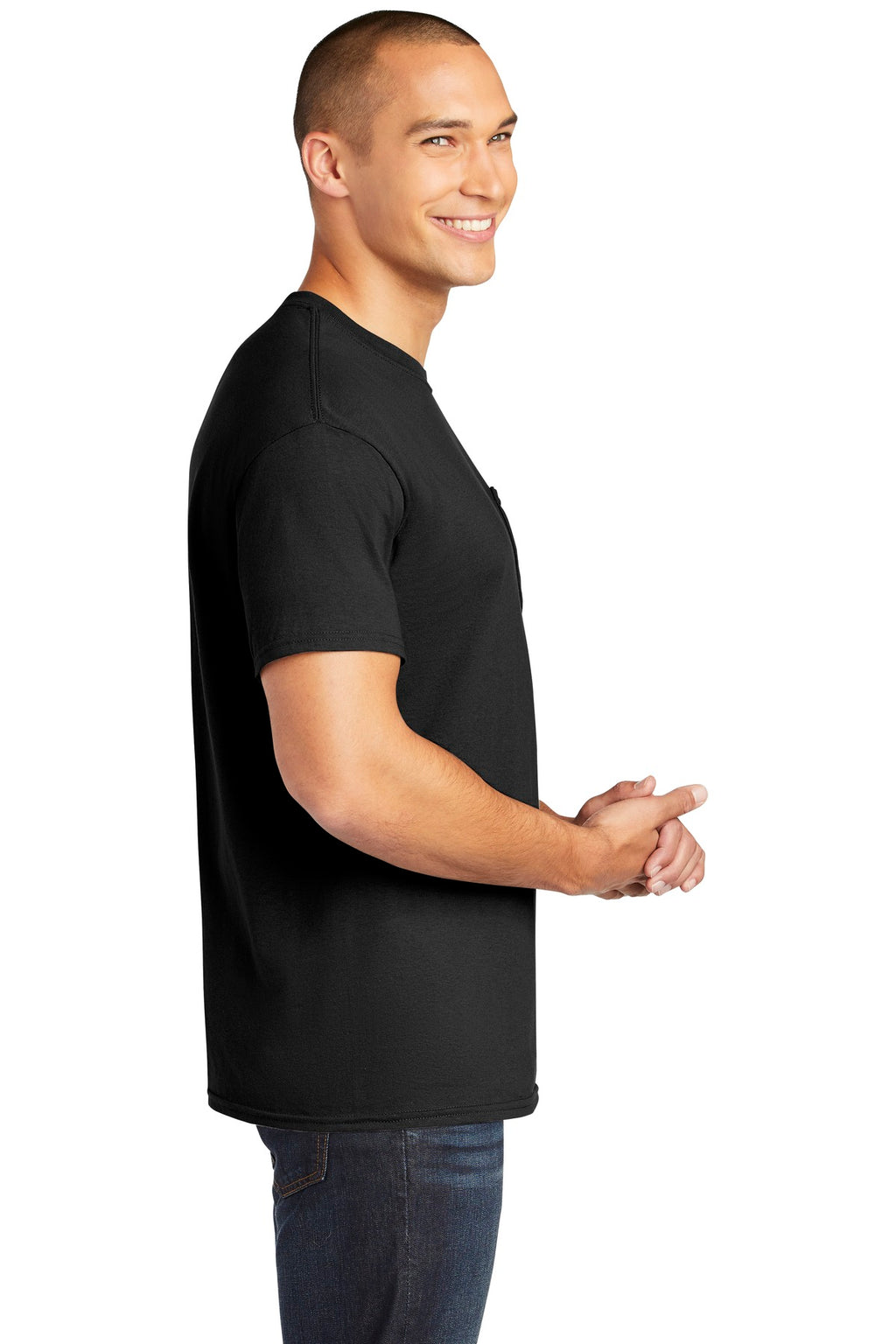 Gildan Heavy Cotton 100% Cotton Pocket T-Shirt. 5300 - Black - side