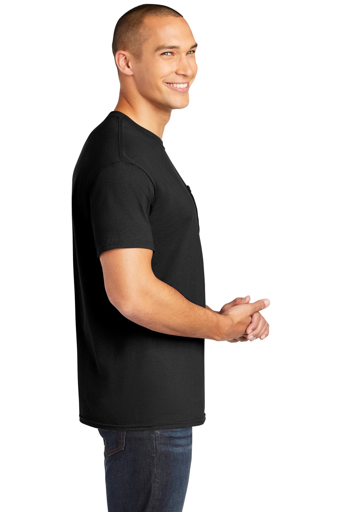 Gildan Heavy Cotton 100% Cotton Pocket T-Shirt. 5300 - Black - side