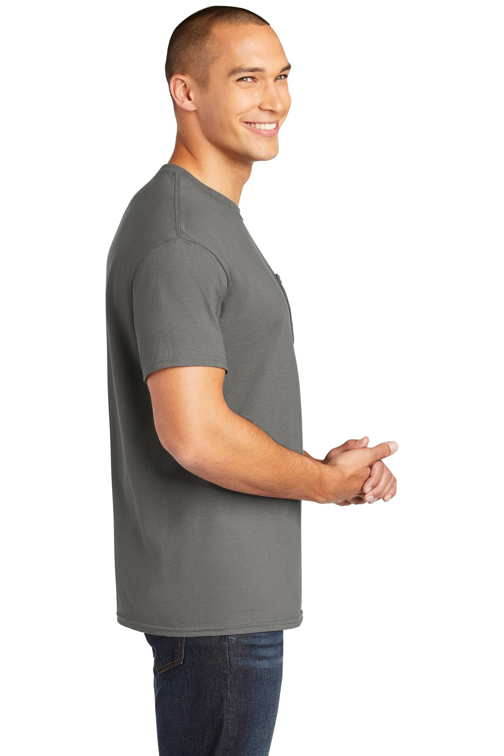Gildan Heavy Cotton 100% Cotton Pocket T-Shirt. 5300 - Charcoal - side