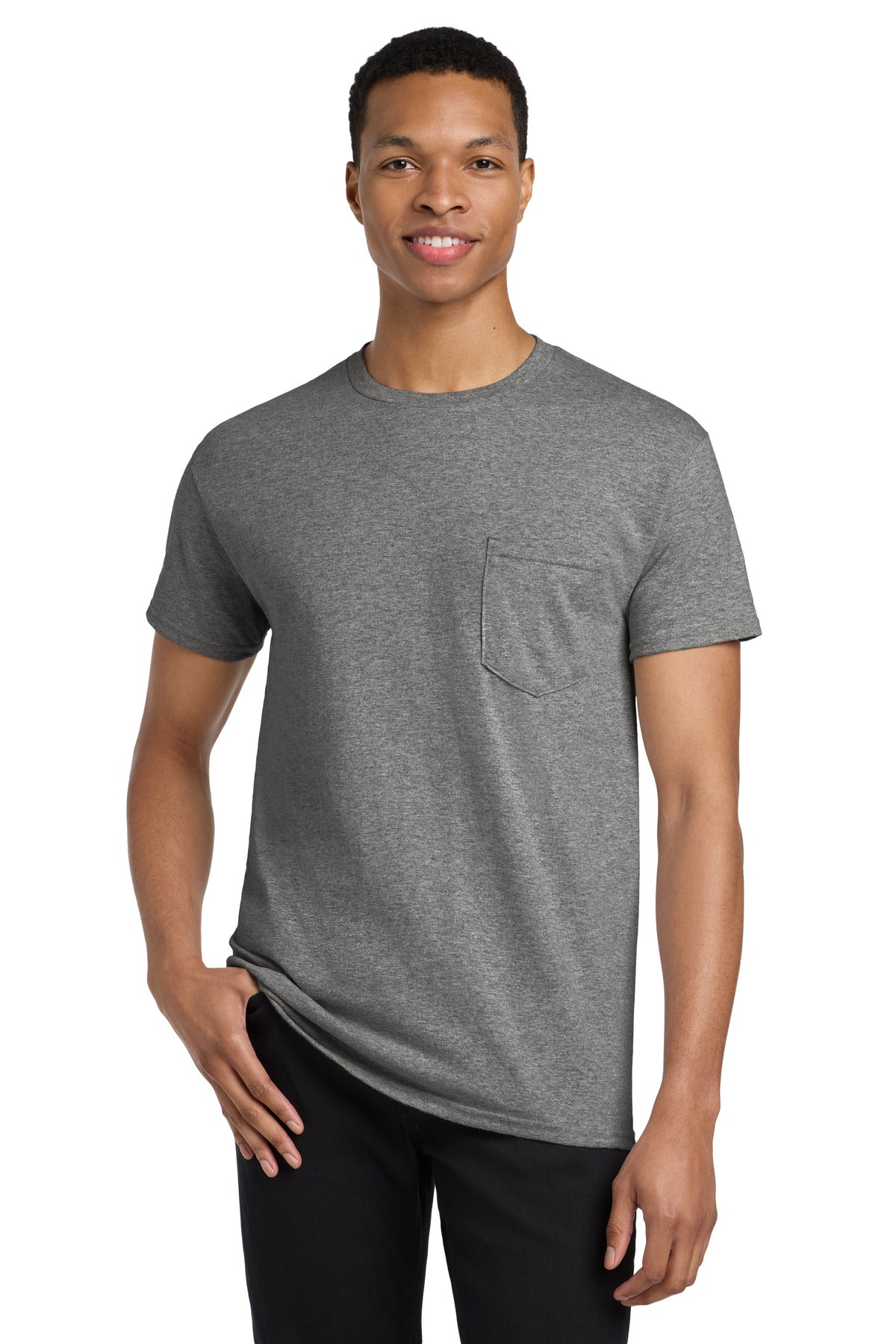 Gildan Heavy Cotton 100% Cotton Pocket T-Shirt. 5300 - Graphite Heather - front