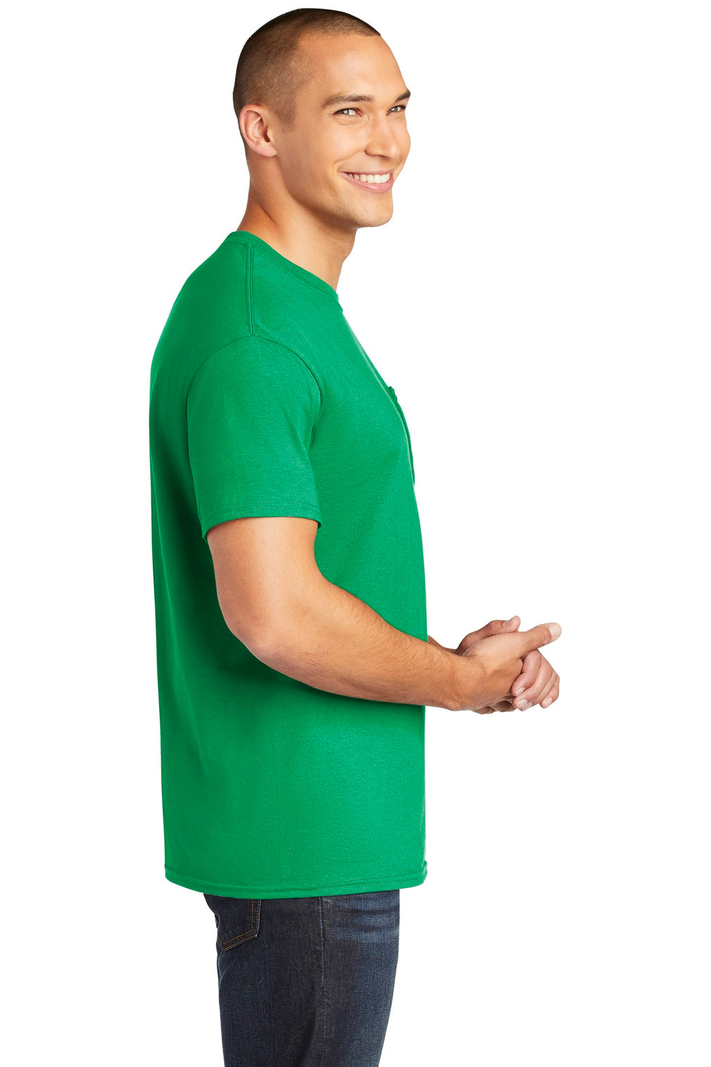Gildan Heavy Cotton 100% Cotton Pocket T-Shirt. 5300 - Irish Green - side