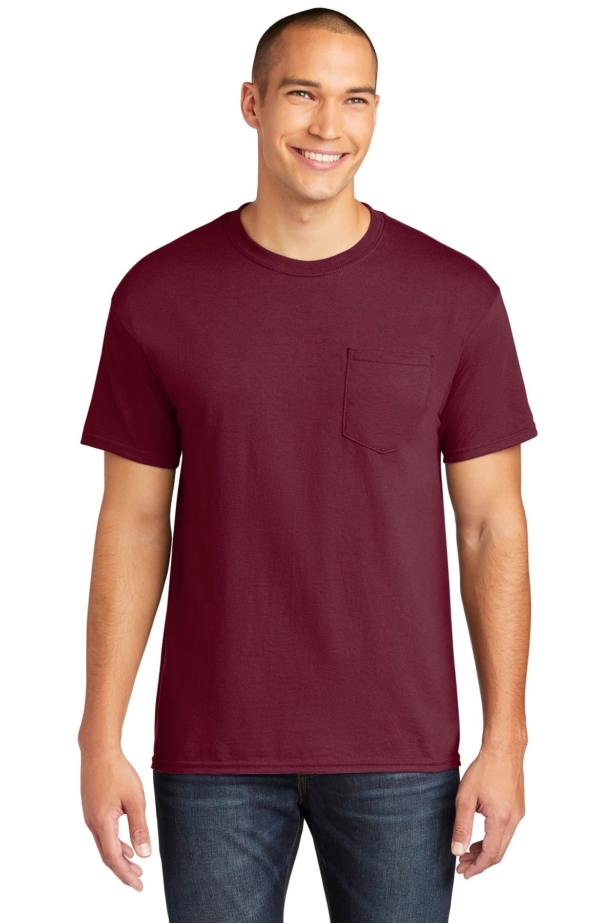 Gildan Heavy Cotton 100% Cotton Pocket T-Shirt. 5300 - Maroon - front