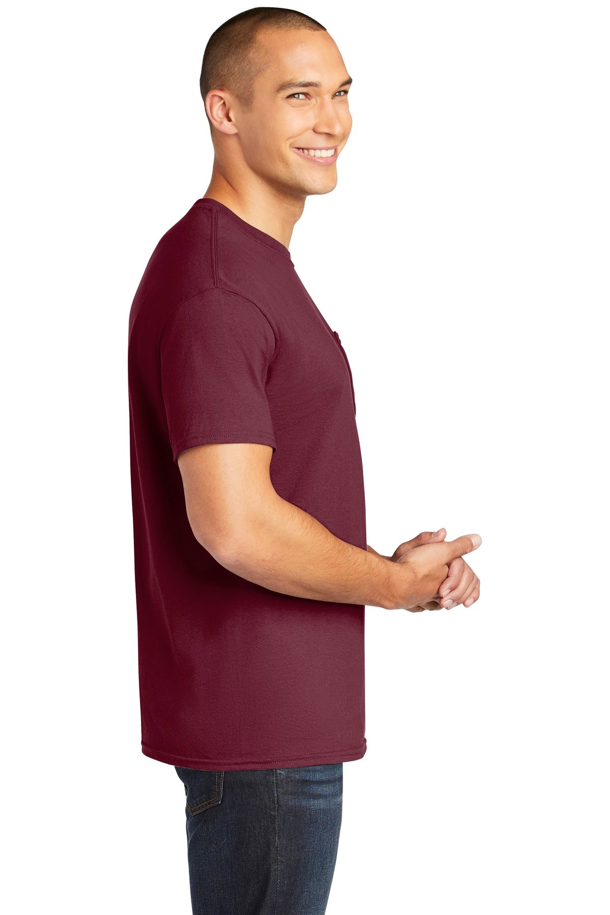 Gildan Heavy Cotton 100% Cotton Pocket T-Shirt. 5300 - Maroon - side