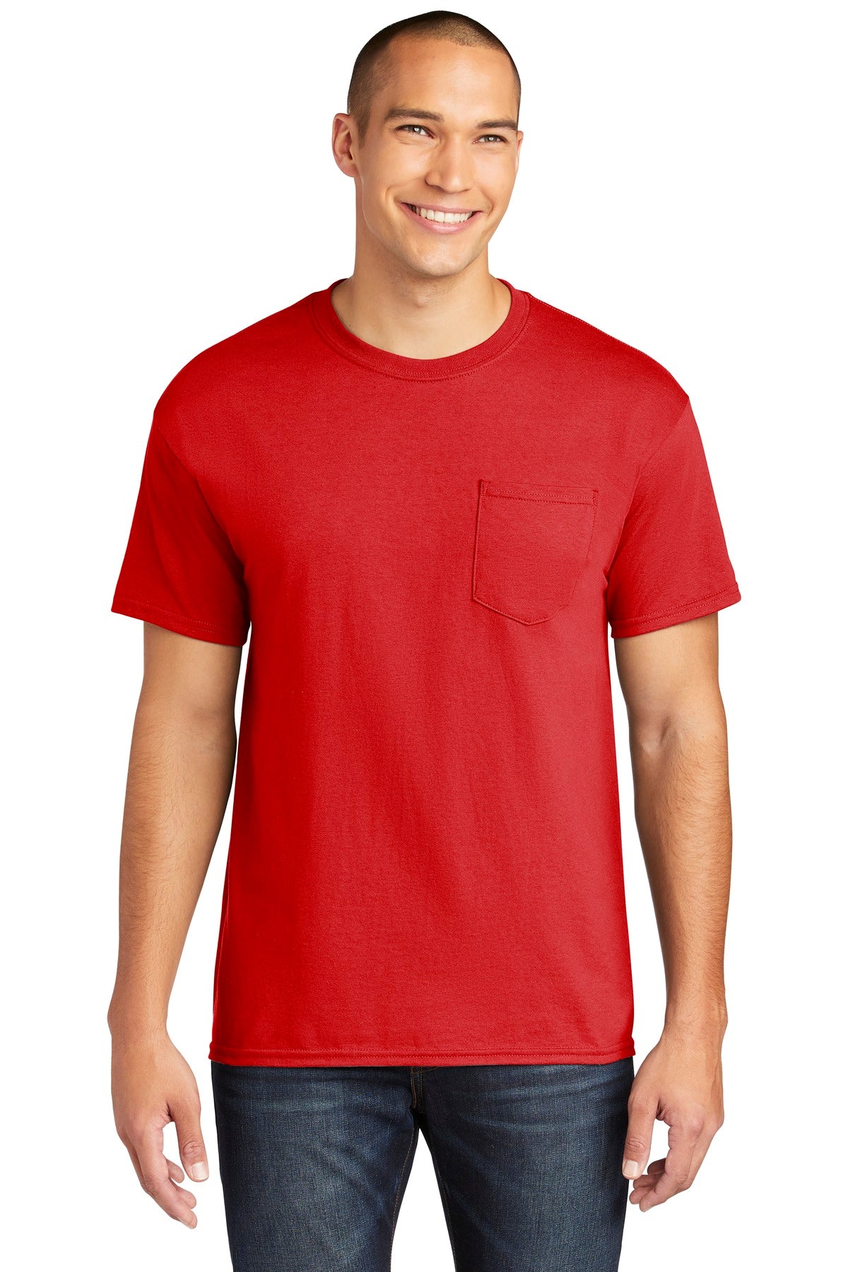 Gildan Heavy Cotton 100% Cotton Pocket T-Shirt. 5300 - Red - front