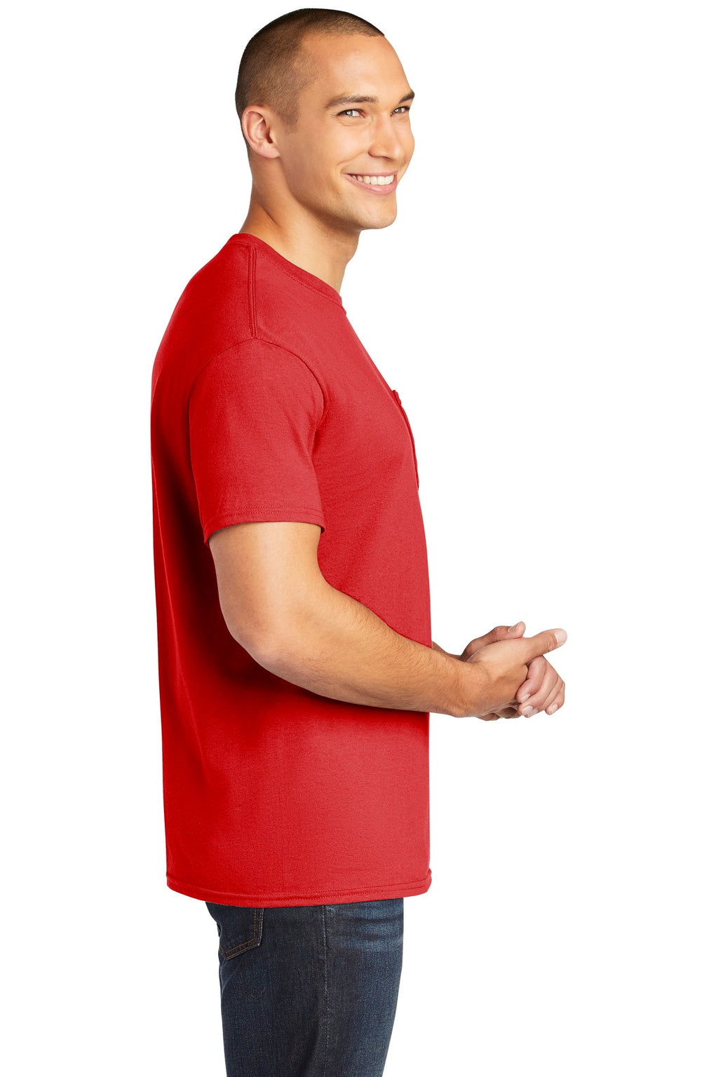 Gildan Heavy Cotton 100% Cotton Pocket T-Shirt. 5300 - Red - side