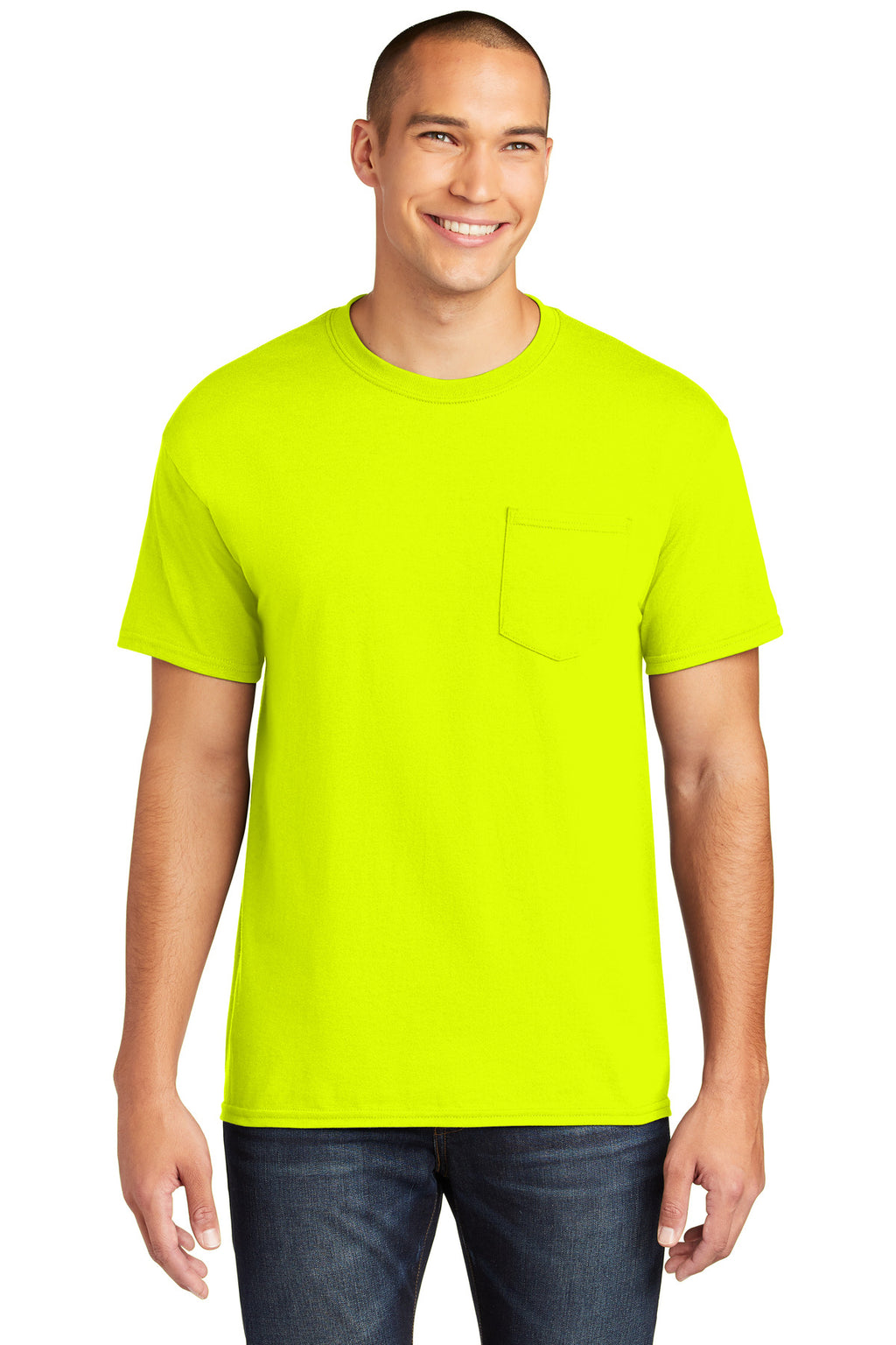 Gildan Heavy Cotton 100% Cotton Pocket T-Shirt. 5300 - Safety Green - front