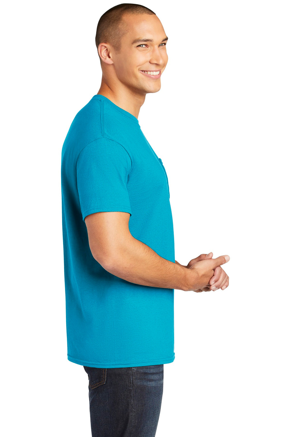 Gildan Heavy Cotton 100% Cotton Pocket T-Shirt. 5300 - Sapphire - side