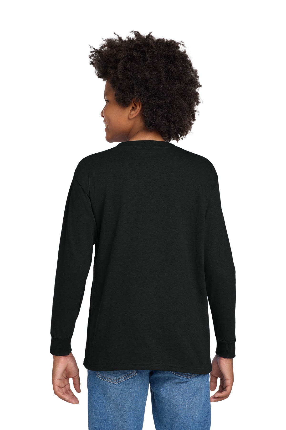 Gildan Youth Heavy Cotton 100% Cotton Long Sleeve T-Shirt. 5400B - Black - back