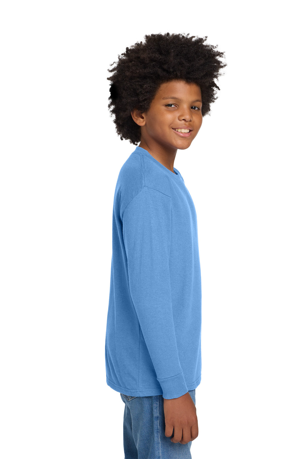 Gildan Youth Heavy Cotton 100% Cotton Long Sleeve T-Shirt. 5400B - Carolina Blue - side