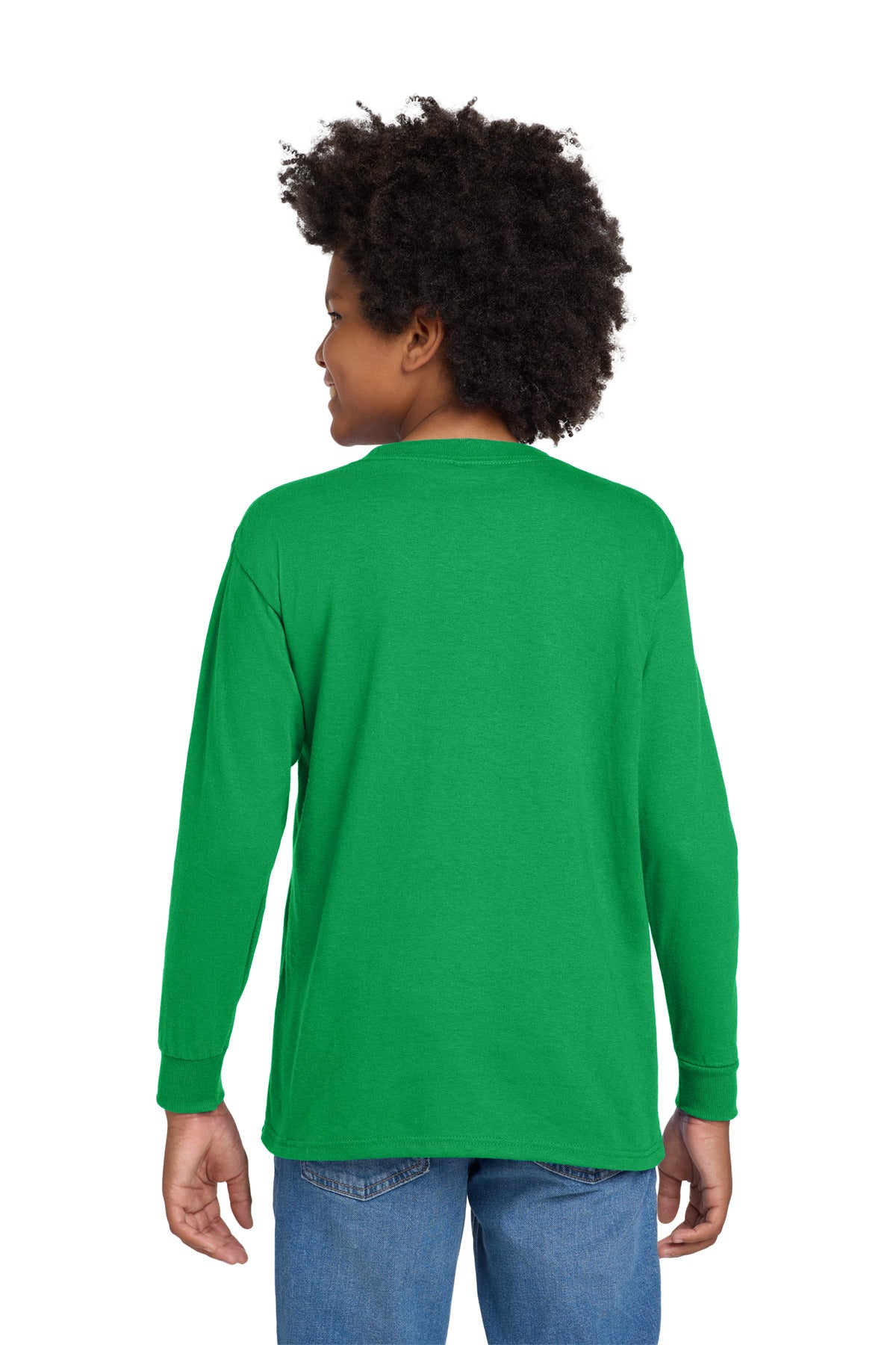 Gildan Youth Heavy Cotton 100% Cotton Long Sleeve T-Shirt. 5400B - Irish Green - back