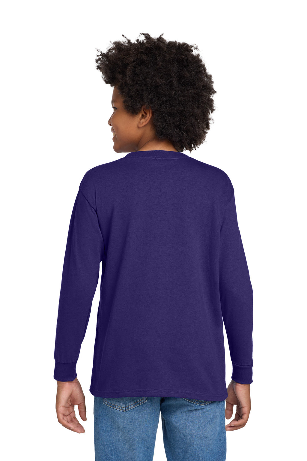 Gildan Youth Heavy Cotton 100% Cotton Long Sleeve T-Shirt. 5400B - Purple - back