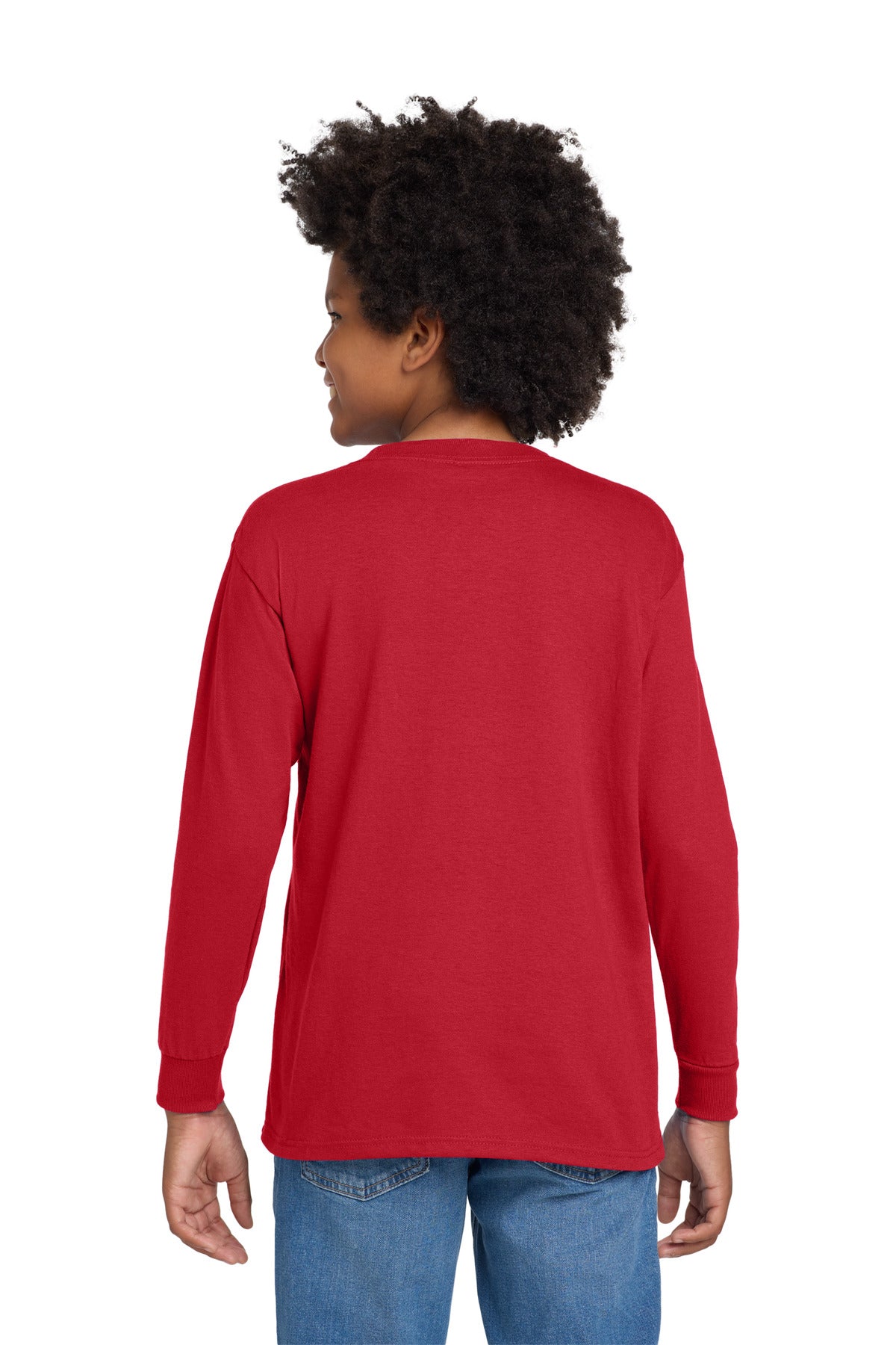 Gildan Youth Heavy Cotton 100% Cotton Long Sleeve T-Shirt. 5400B - Red - back