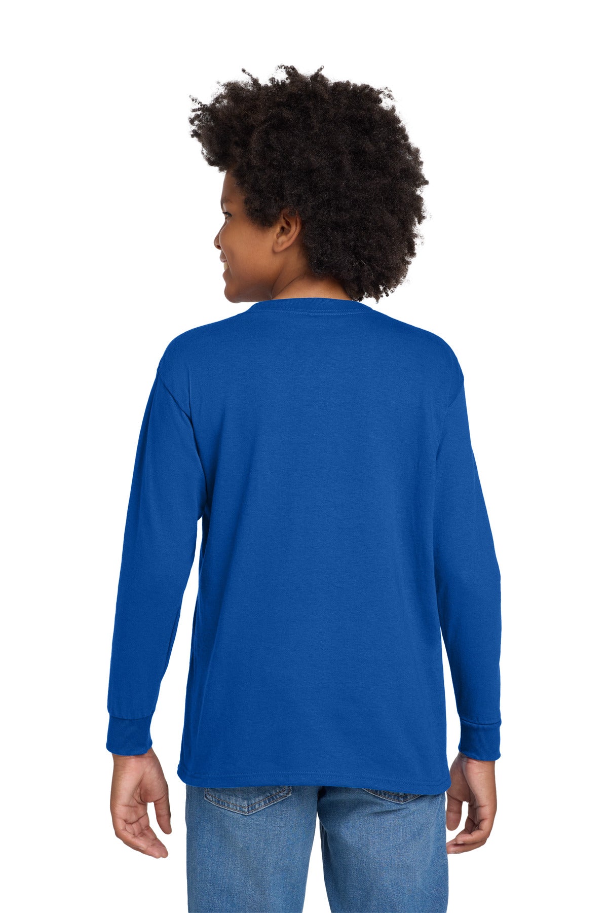 Gildan Youth Heavy Cotton 100% Cotton Long Sleeve T-Shirt. 5400B - Royal - back
