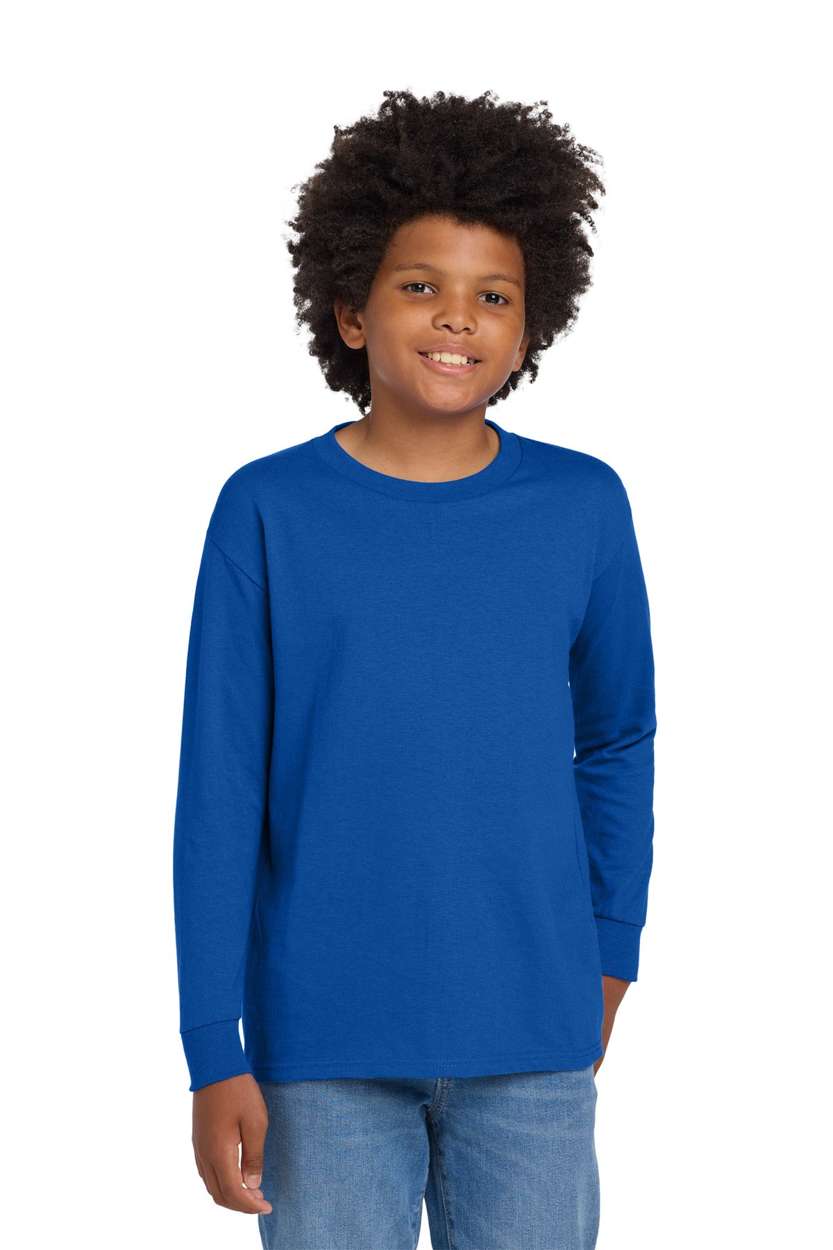 Gildan Youth Heavy Cotton 100% Cotton Long Sleeve T-Shirt. 5400B - Royal - front