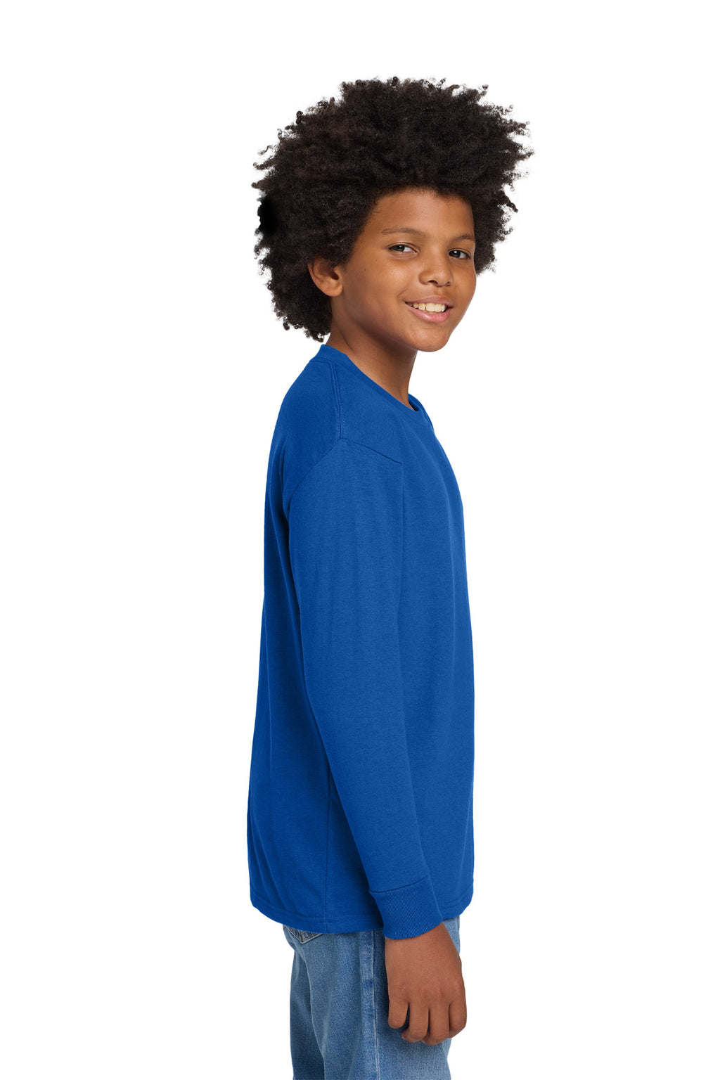 Gildan Youth Heavy Cotton 100% Cotton Long Sleeve T-Shirt. 5400B - Royal - side