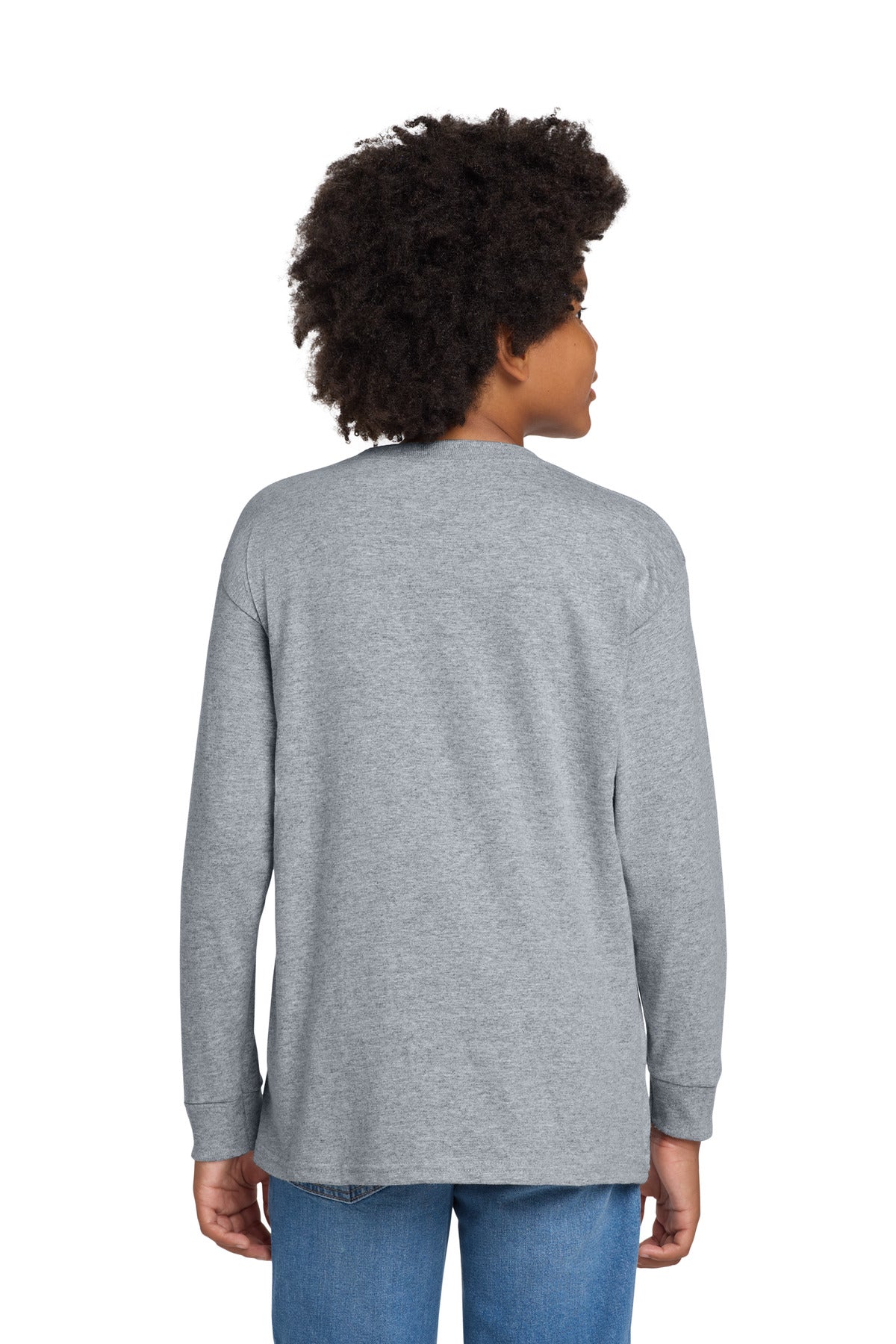 Gildan Youth Heavy Cotton 100% Cotton Long Sleeve T-Shirt. 5400B - Sport Grey - back