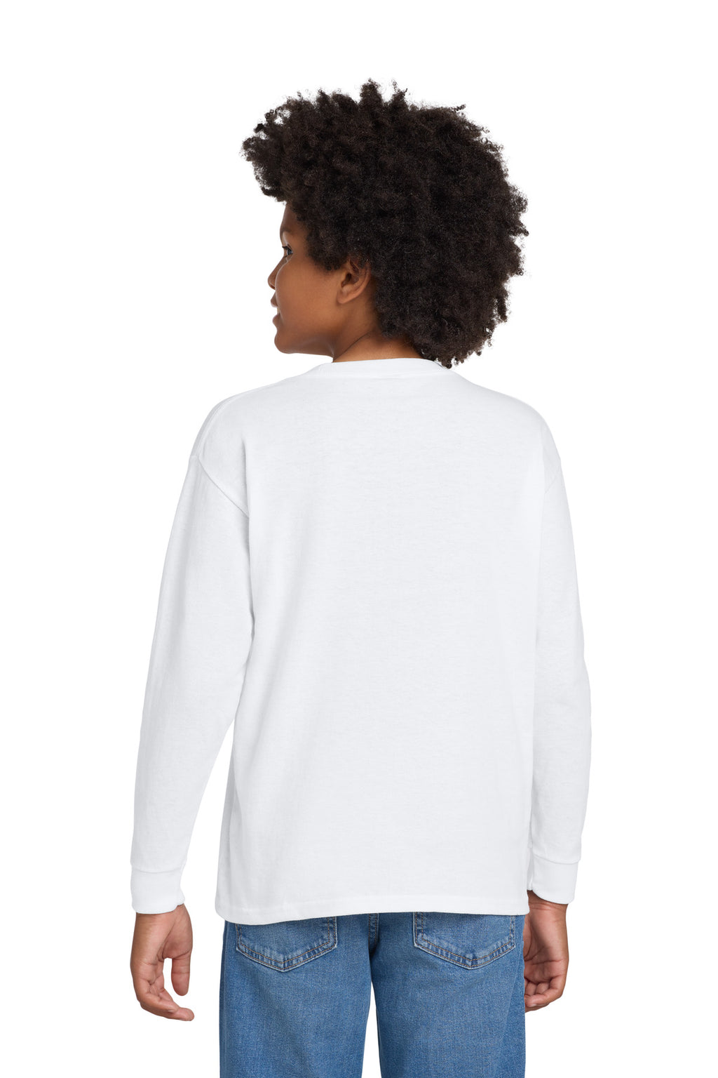 Gildan Youth Heavy Cotton 100% Cotton Long Sleeve T-Shirt. 5400B - White - back