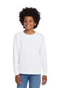 Gildan Youth Heavy Cotton 100% Cotton Long Sleeve T-Shirt. 5400B - White - front