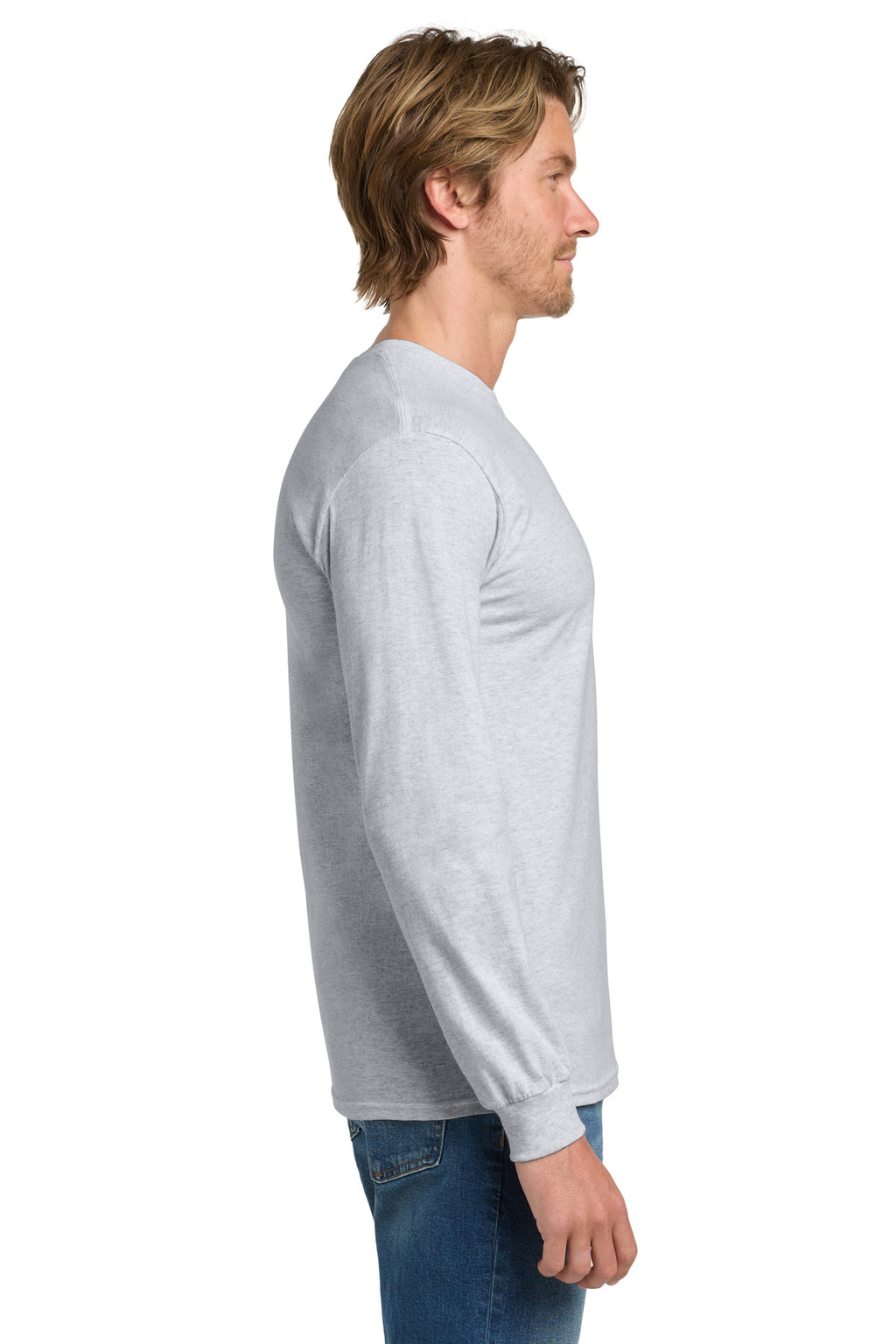 Gildan - Heavy Cotton 100% Cotton Long Sleeve T-Shirt. 5400 - Ash - side