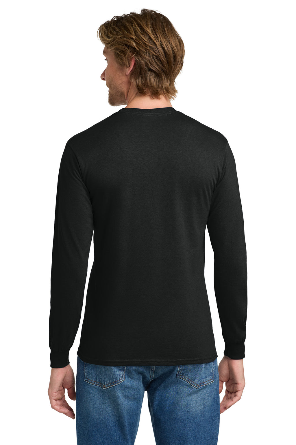 Gildan - Heavy Cotton 100% Cotton Long Sleeve T-Shirt. 5400 - Black - back