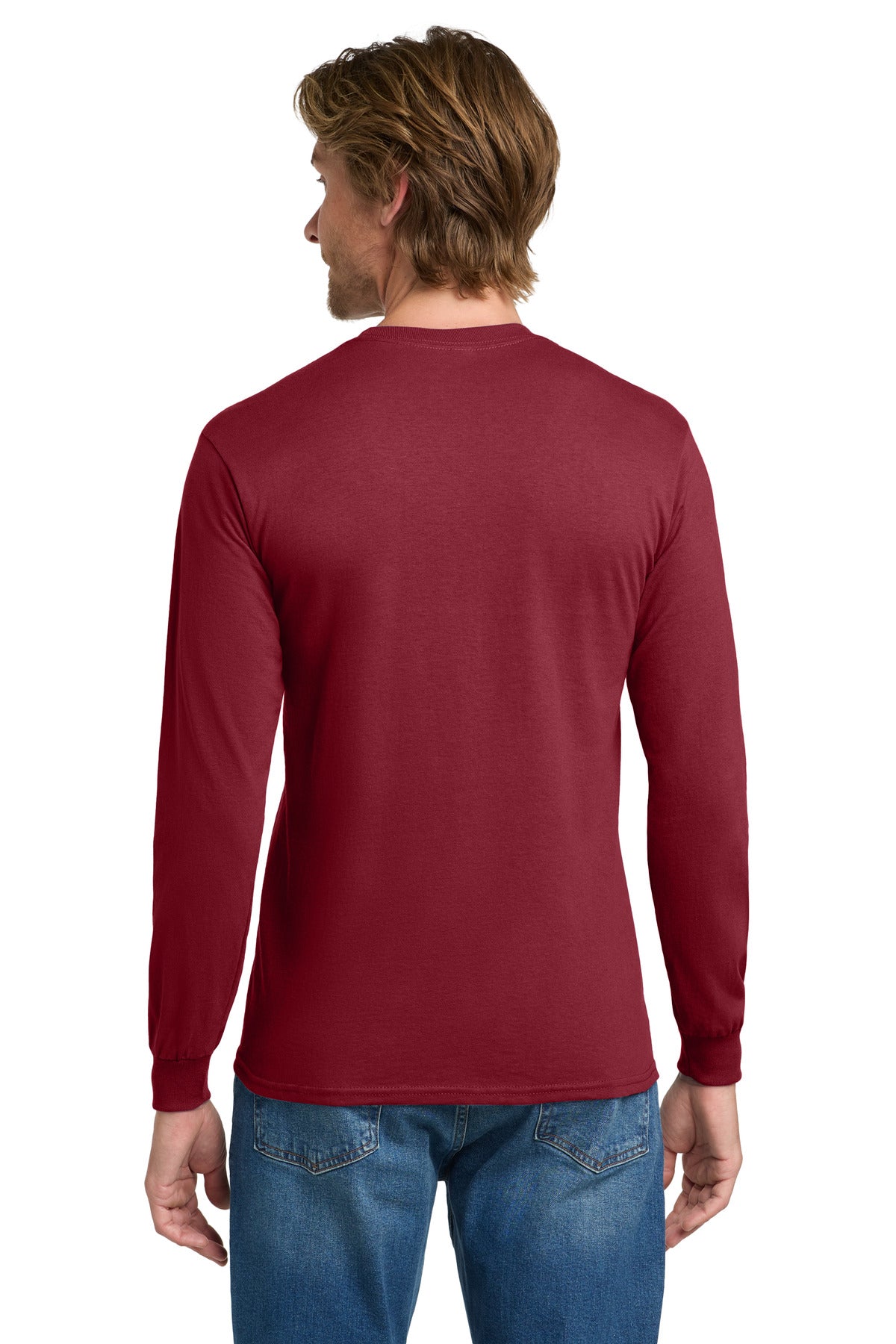 Gildan - Heavy Cotton 100% Cotton Long Sleeve T-Shirt. 5400 - Cardinal Red - back