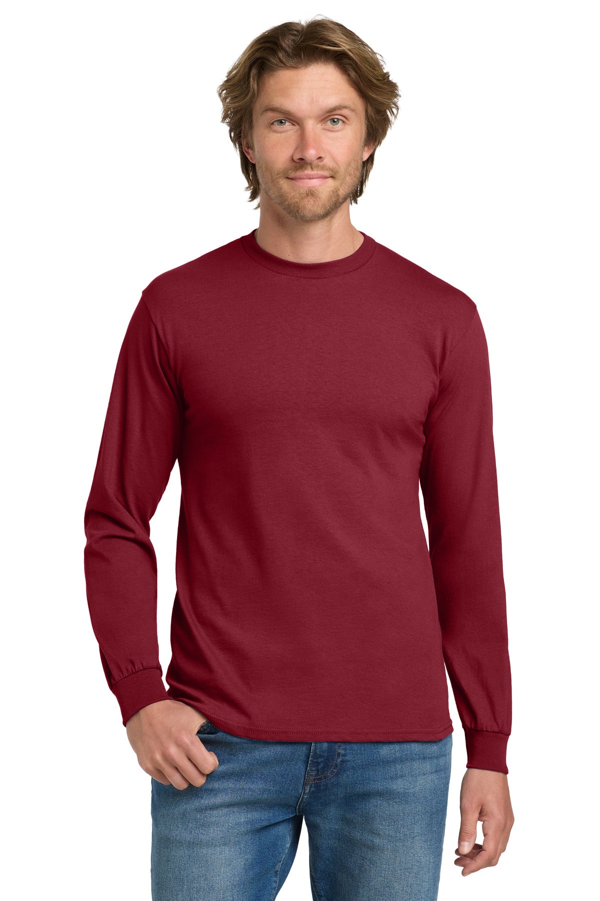 Gildan - Heavy Cotton 100% Cotton Long Sleeve T-Shirt. 5400 - Cardinal Red - front