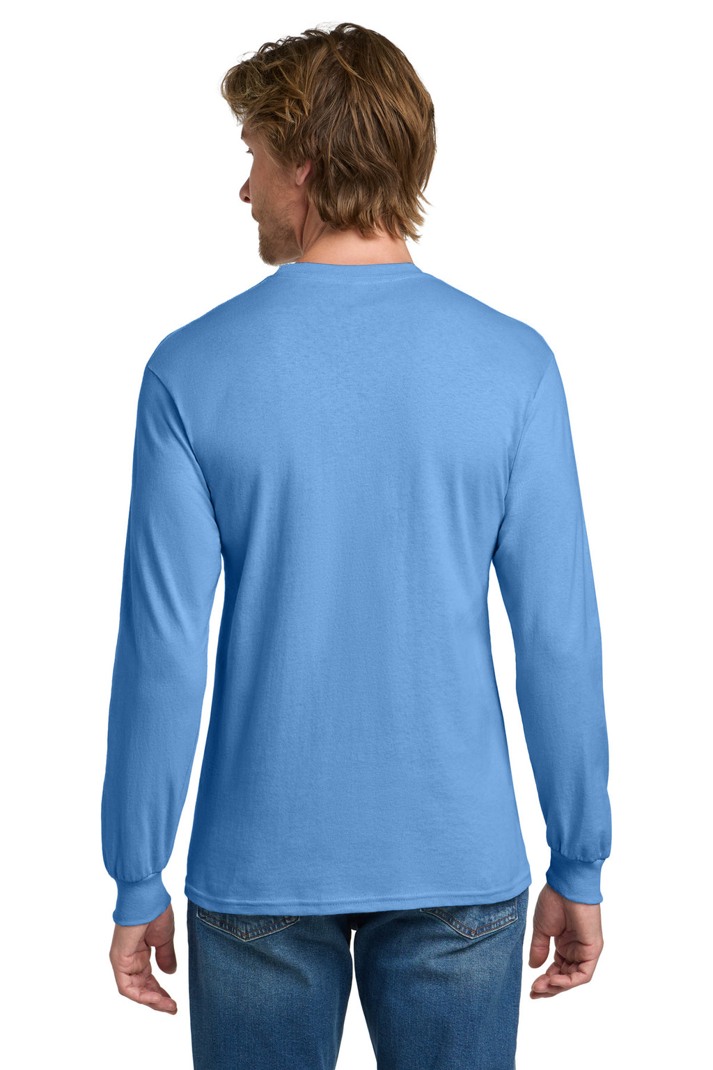 Gildan - Heavy Cotton 100% Cotton Long Sleeve T-Shirt. 5400 - Carolina Blue - back