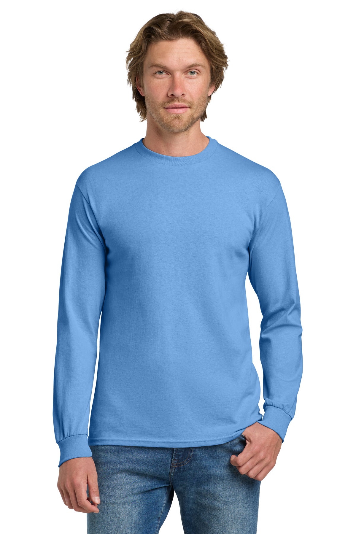 Gildan - Heavy Cotton 100% Cotton Long Sleeve T-Shirt. 5400 - Carolina Blue - front