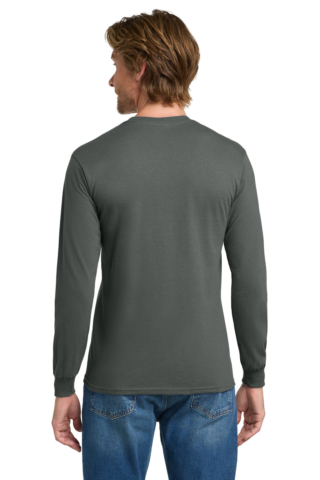 Gildan - Heavy Cotton 100% Cotton Long Sleeve T-Shirt. 5400 - Charcoal - back