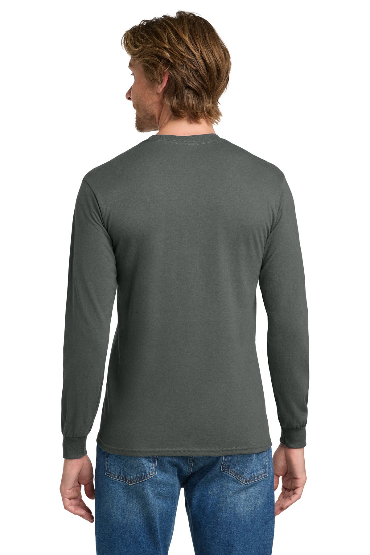 Gildan - Heavy Cotton 100% Cotton Long Sleeve T-Shirt. 5400 - Charcoal - back