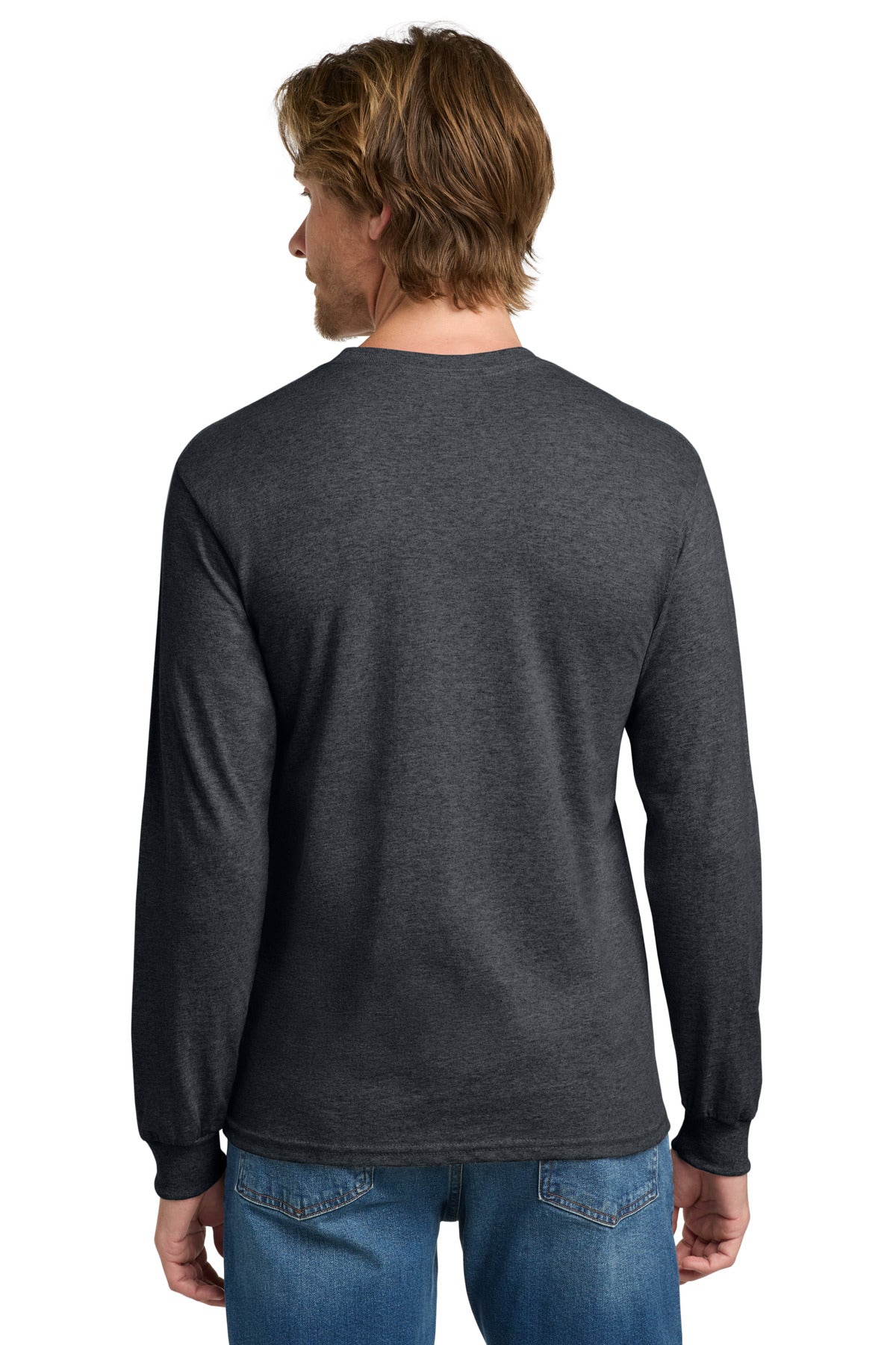 Gildan - Heavy Cotton 100% Cotton Long Sleeve T-Shirt. 5400 - Dark Heather - back