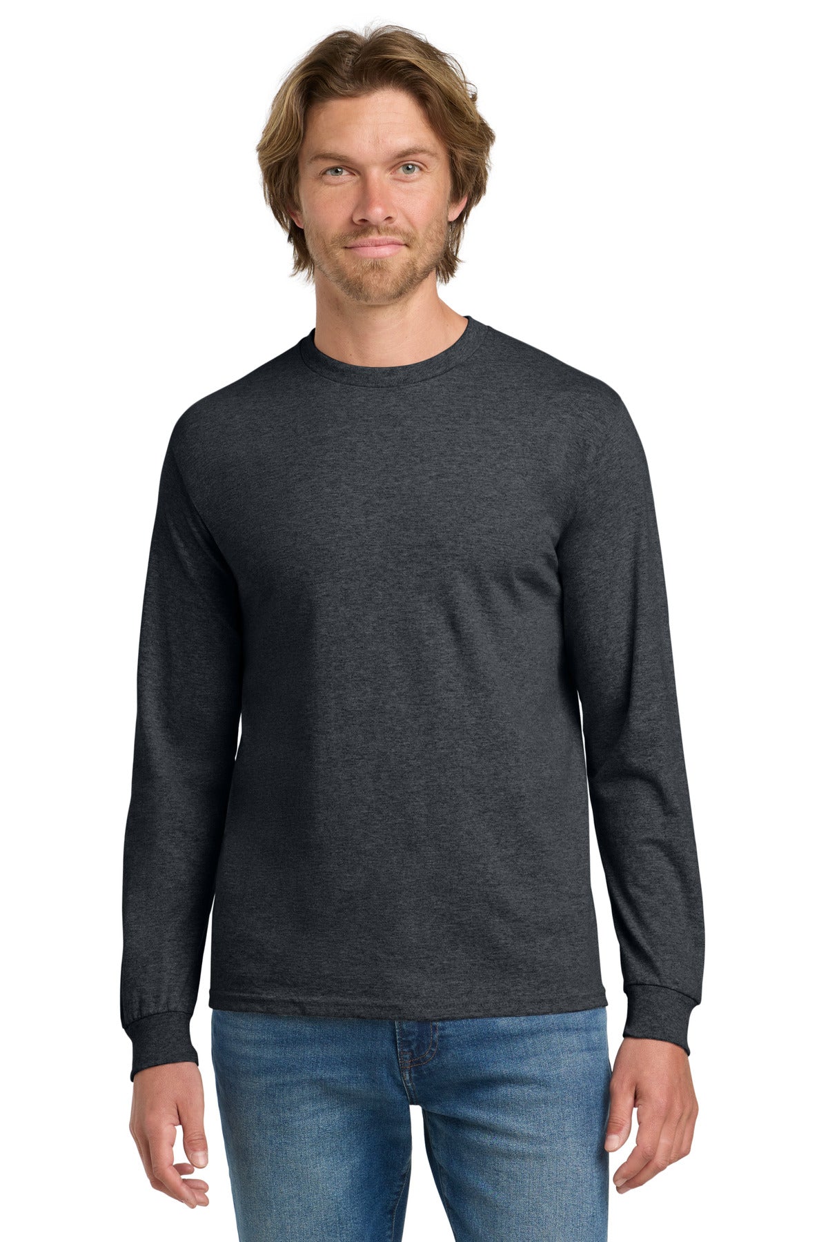 Gildan - Heavy Cotton 100% Cotton Long Sleeve T-Shirt. 5400 - Dark Heather - front