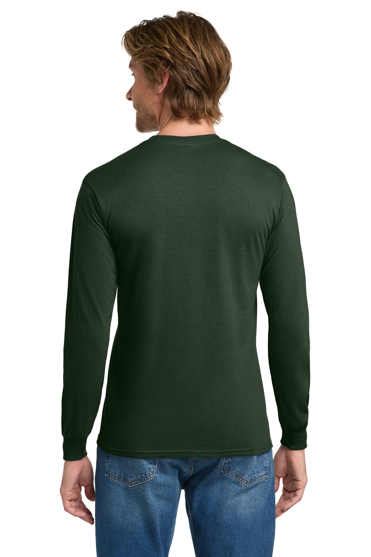 Gildan - Heavy Cotton 100% Cotton Long Sleeve T-Shirt. 5400 - Forest - back