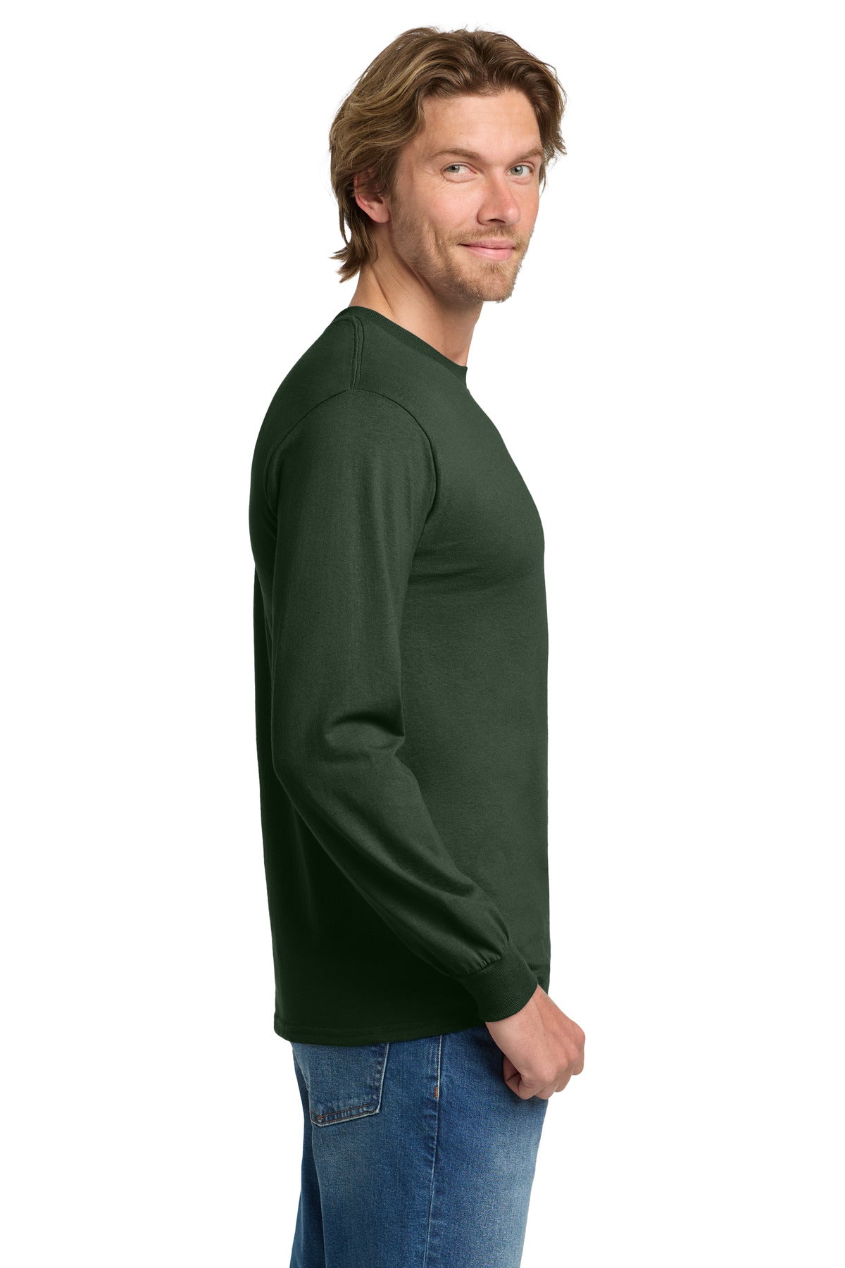 Gildan - Heavy Cotton 100% Cotton Long Sleeve T-Shirt. 5400 - Forest - side