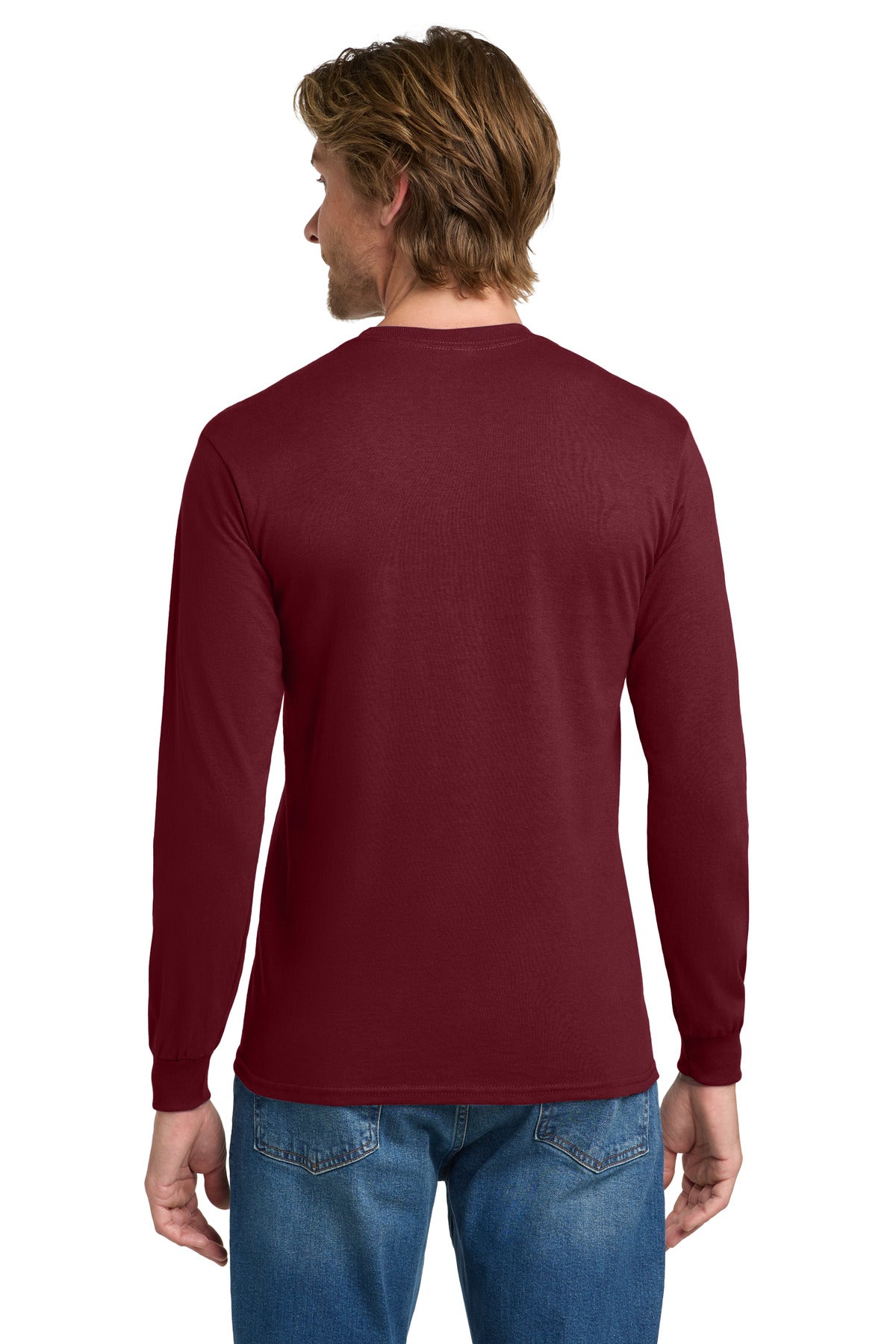 Gildan - Heavy Cotton 100% Cotton Long Sleeve T-Shirt. 5400 - Garnet - back