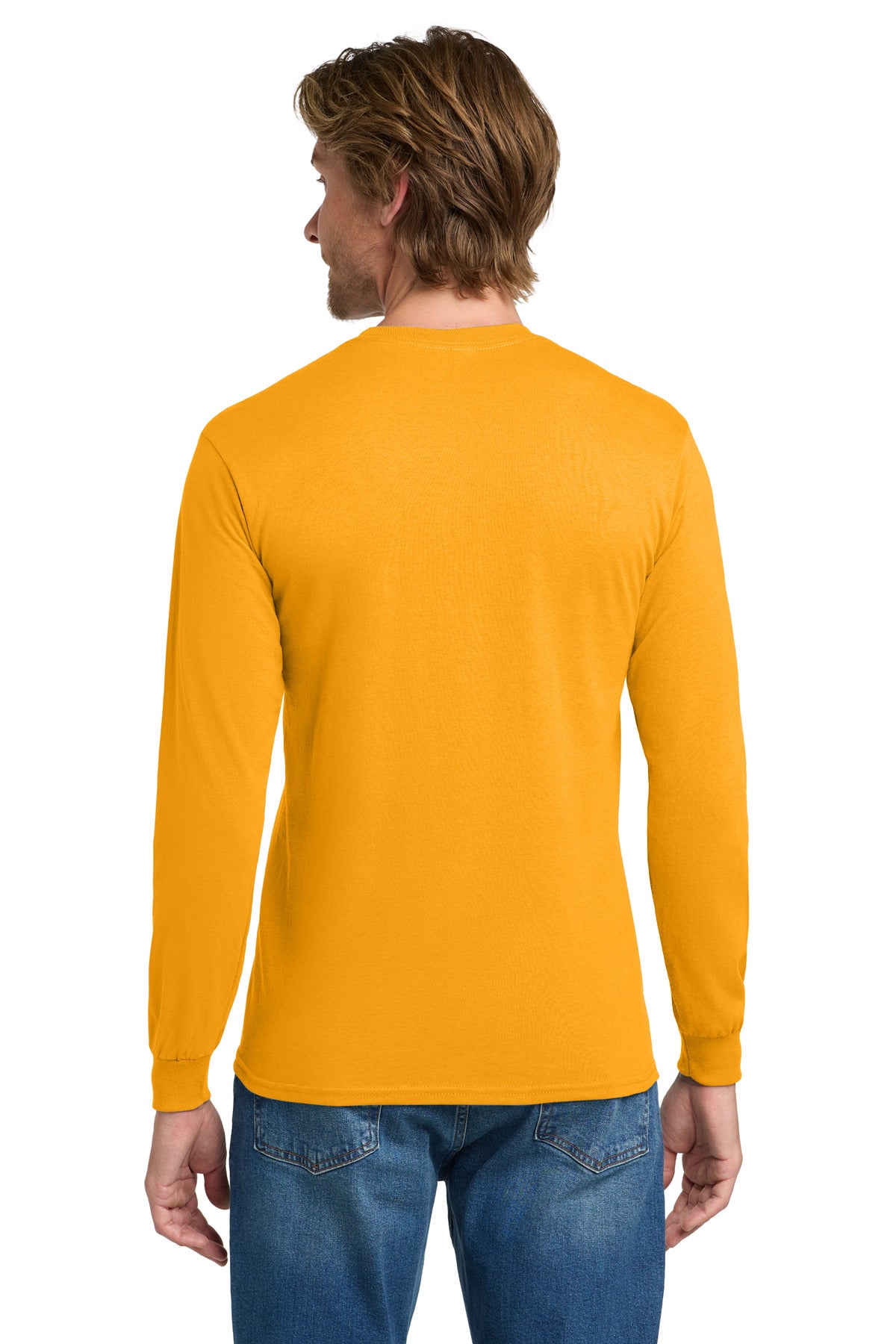 Gildan - Heavy Cotton 100% Cotton Long Sleeve T-Shirt. 5400 - Gold - back