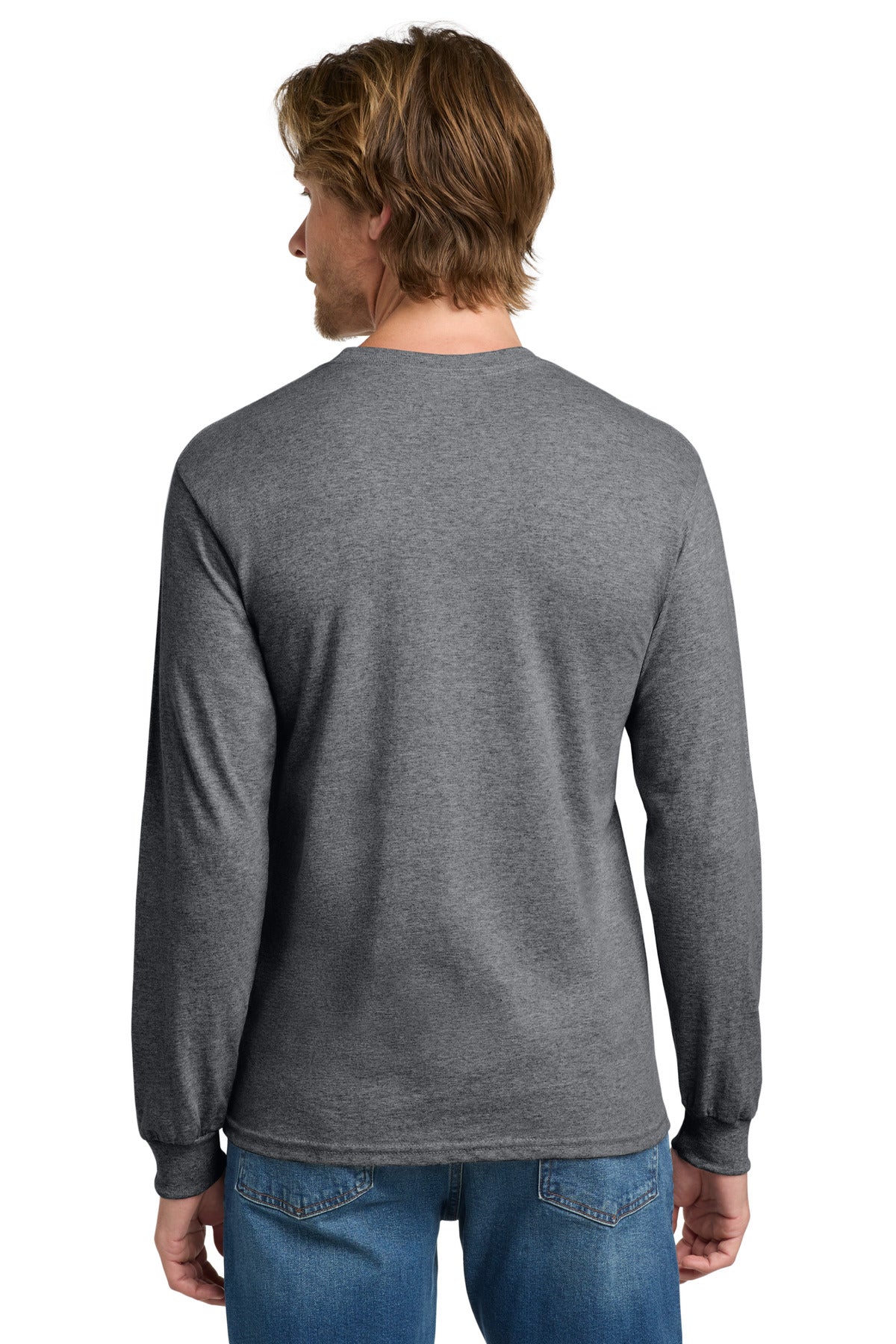 Gildan - Heavy Cotton 100% Cotton Long Sleeve T-Shirt. 5400 - Graphite Heather - back