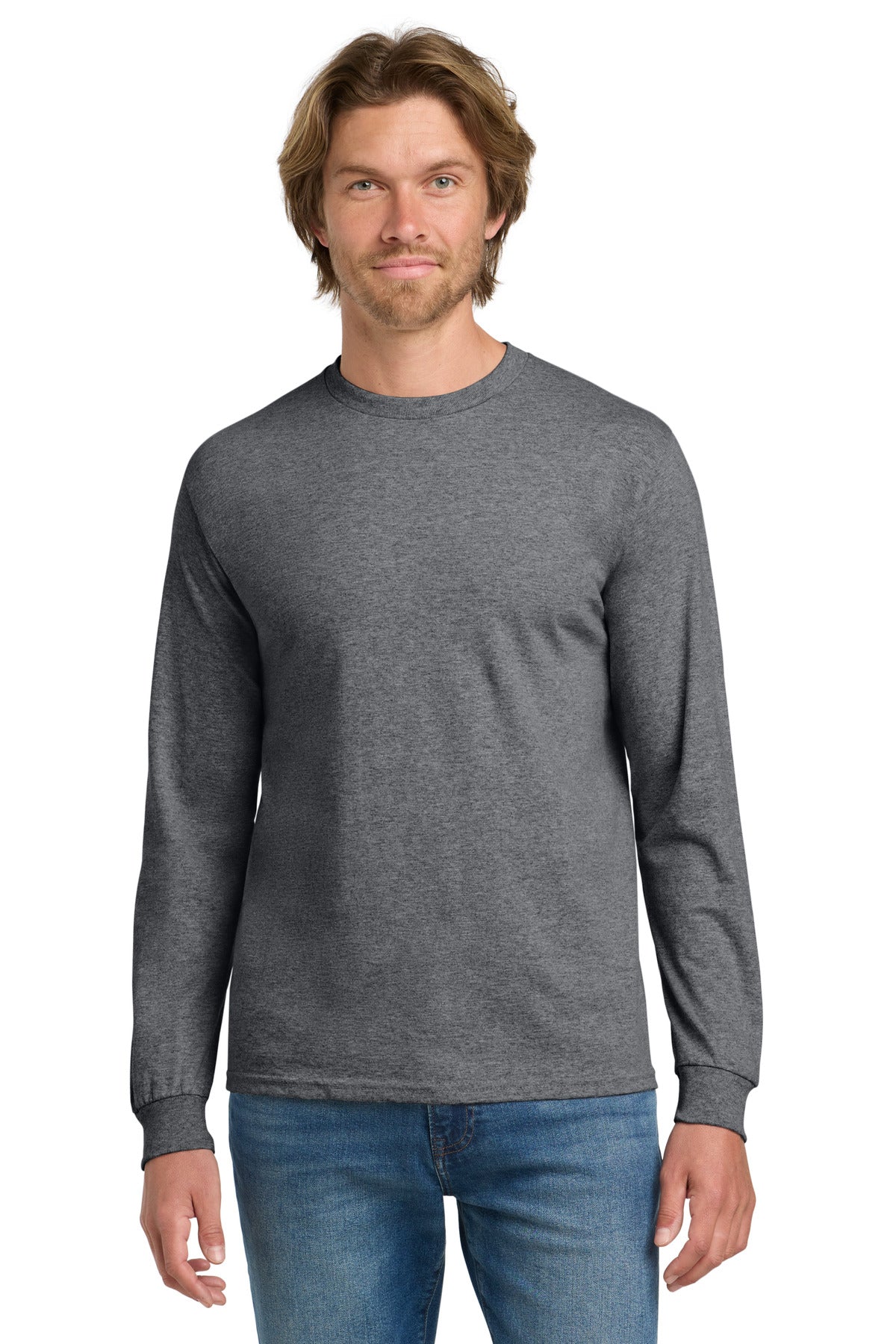 Gildan - Heavy Cotton 100% Cotton Long Sleeve T-Shirt. 5400 - Graphite Heather - front