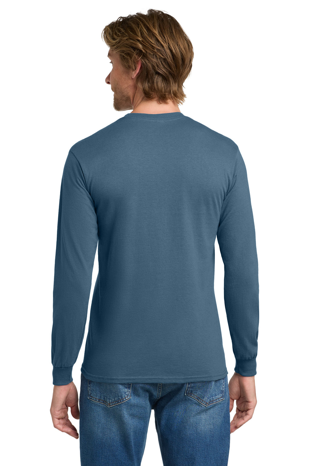 Gildan - Heavy Cotton 100% Cotton Long Sleeve T-Shirt. 5400 - Indigo Blue - back