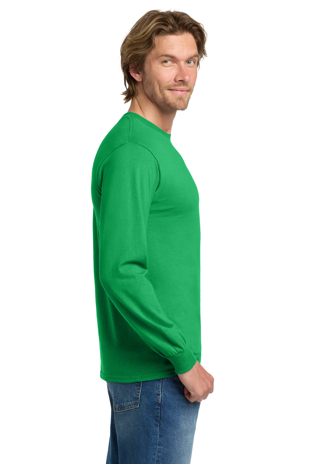 Gildan - Heavy Cotton 100% Cotton Long Sleeve T-Shirt. 5400 - Irish Green - side