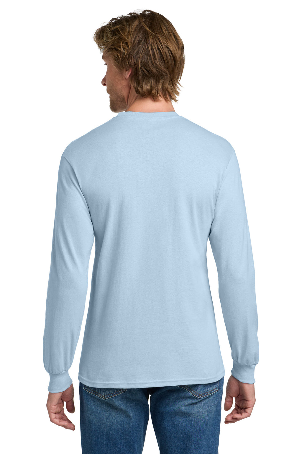 Gildan - Heavy Cotton 100% Cotton Long Sleeve T-Shirt. 5400 - Light Blue - back